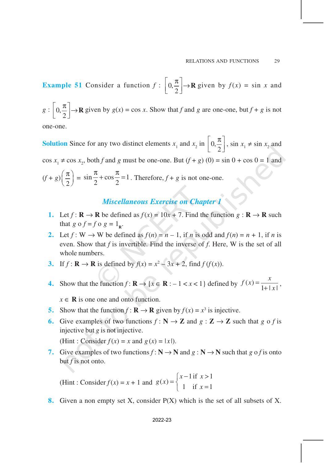 NCERT Book for Class 12 Maths Chapter 1 Relation and Functions - Page 29