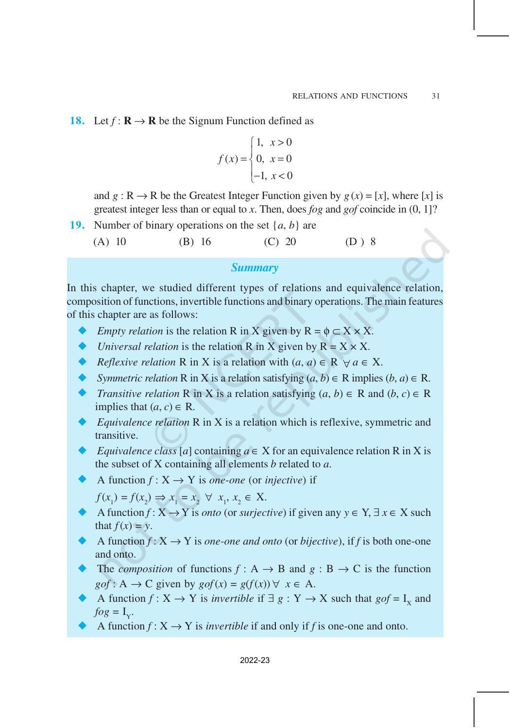 NCERT Book for Class 12 Maths Chapter 1 Relation and Functions - Page 31