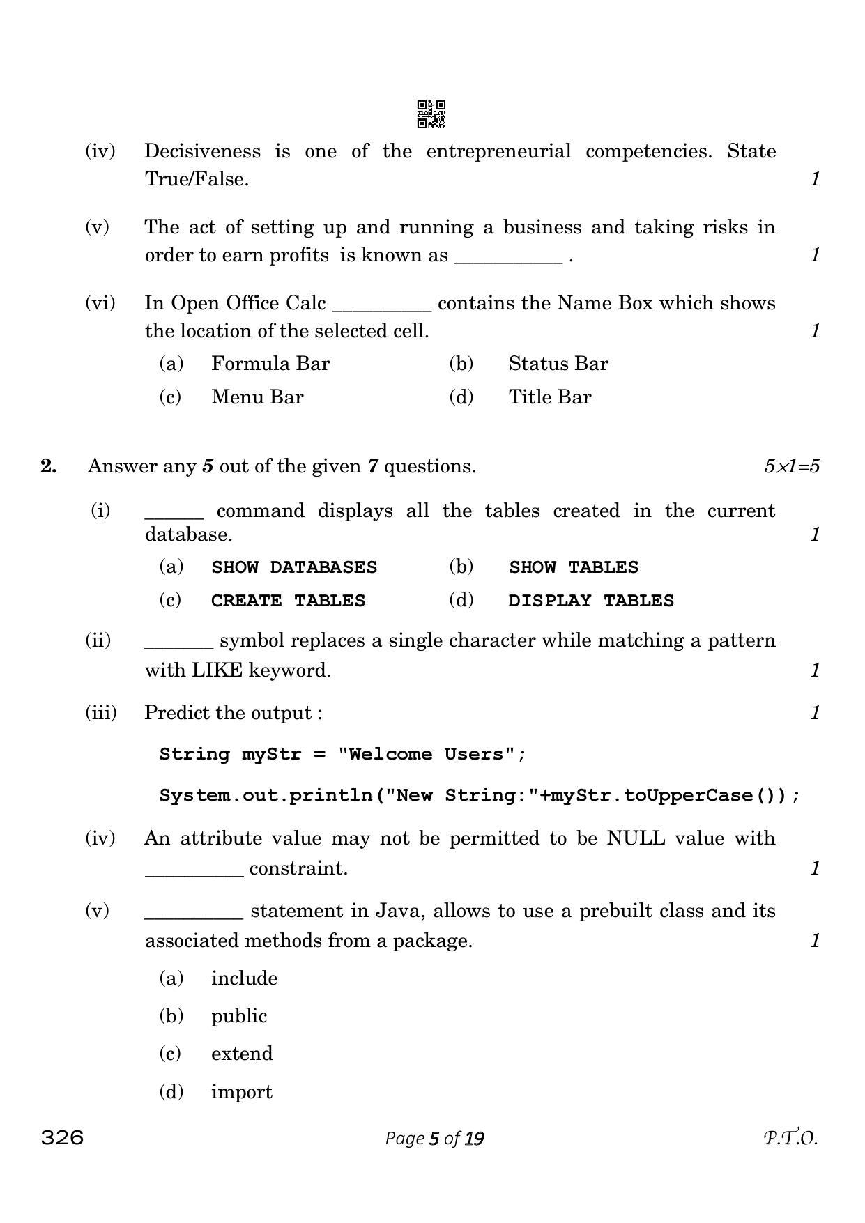 CBSE Class 12 326_Information Technology 2023 Question Paper - Page 5