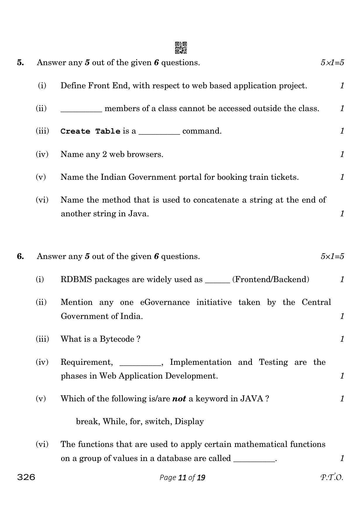 CBSE Class 12 326_Information Technology 2023 Question Paper - Page 11
