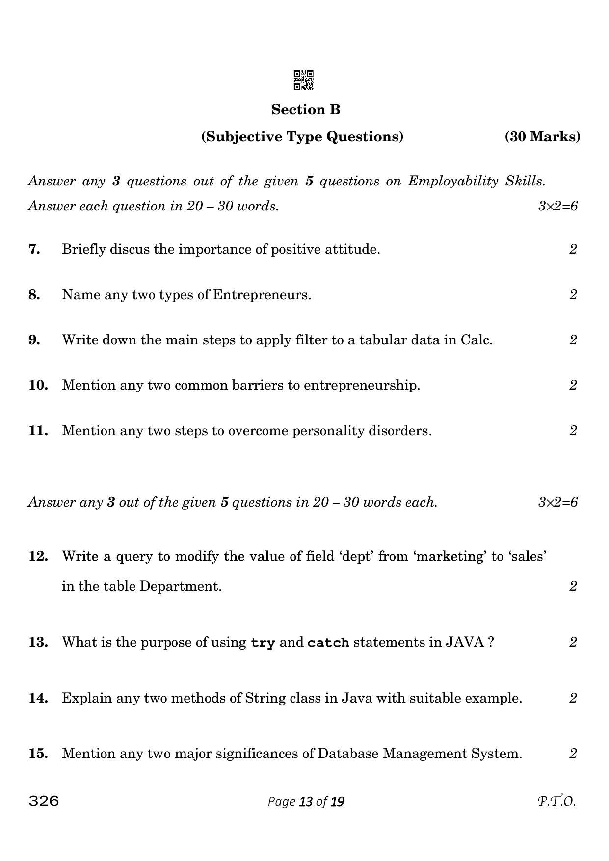 CBSE Class 12 326_Information Technology 2023 Question Paper - Page 13