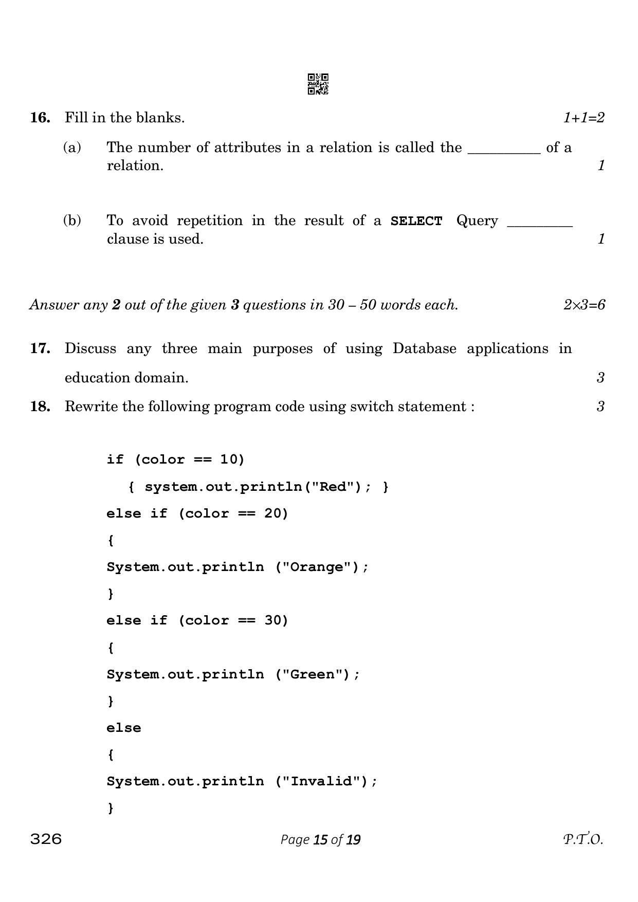 CBSE Class 12 326_Information Technology 2023 Question Paper - Page 15