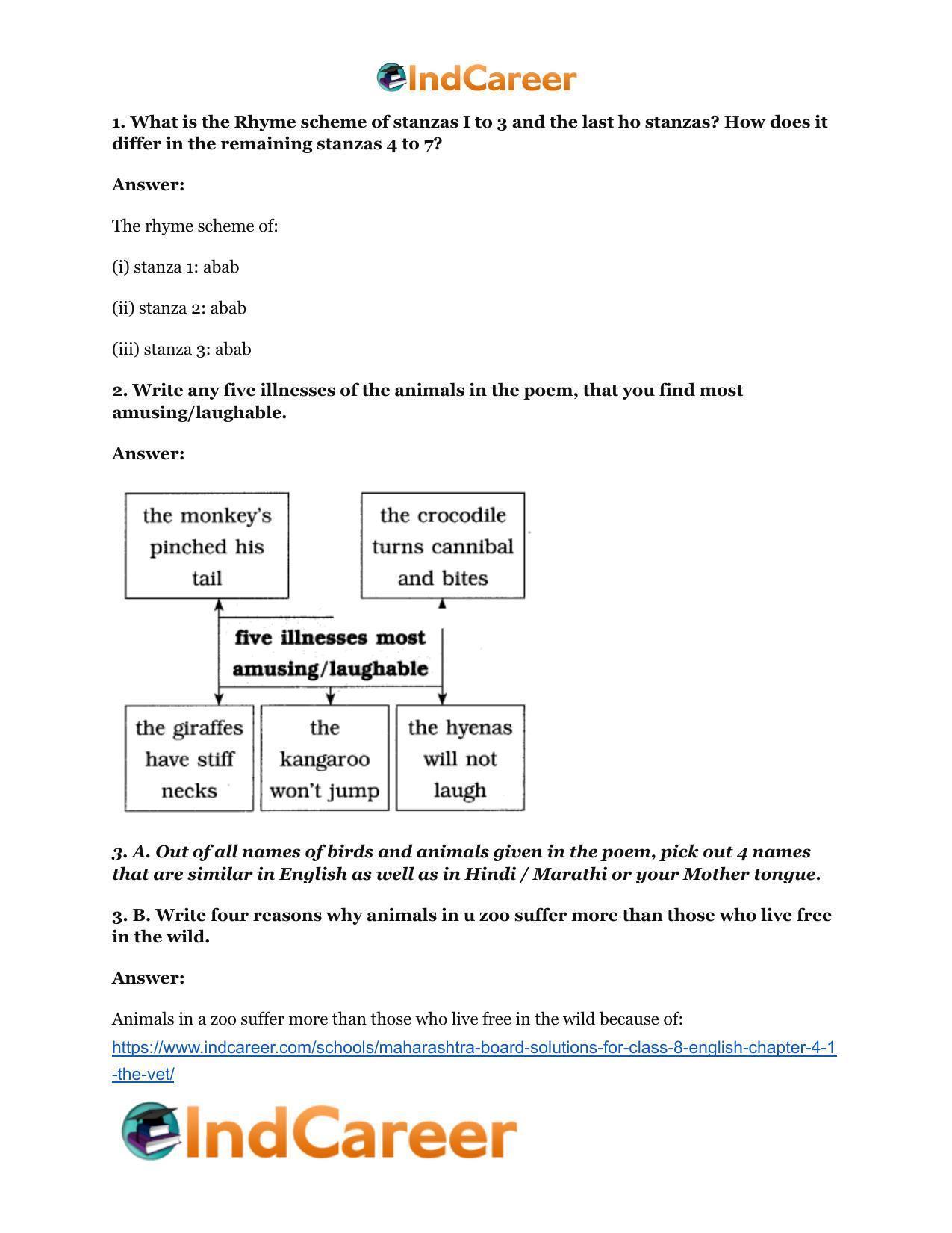 Maharashtra Board Solutions for Class 8- English: Chapter 4.1- The Vet - Page 5