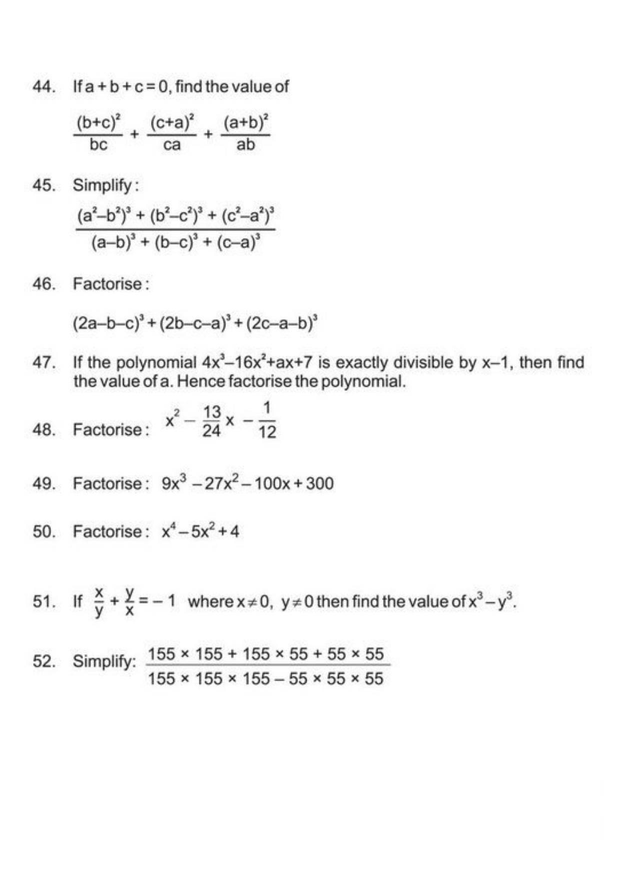 Class 9 Notes, Question & Practice Paper - Mathematics (Topic 2 : Polynomials) - Page 9