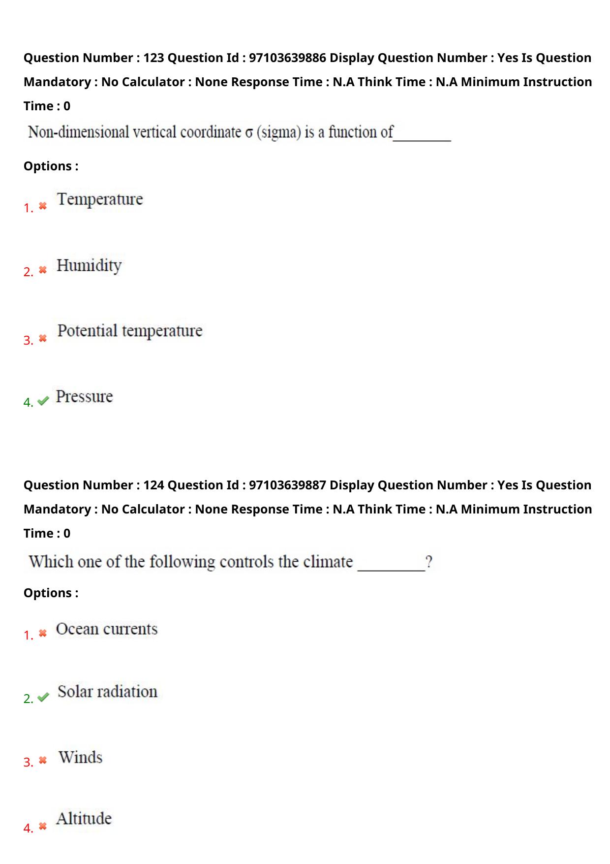 AP RCET 2024 Meteorology and Physical Oceanography Question Paper (05-05-2024 (Sunday) Session-I) - Page 71