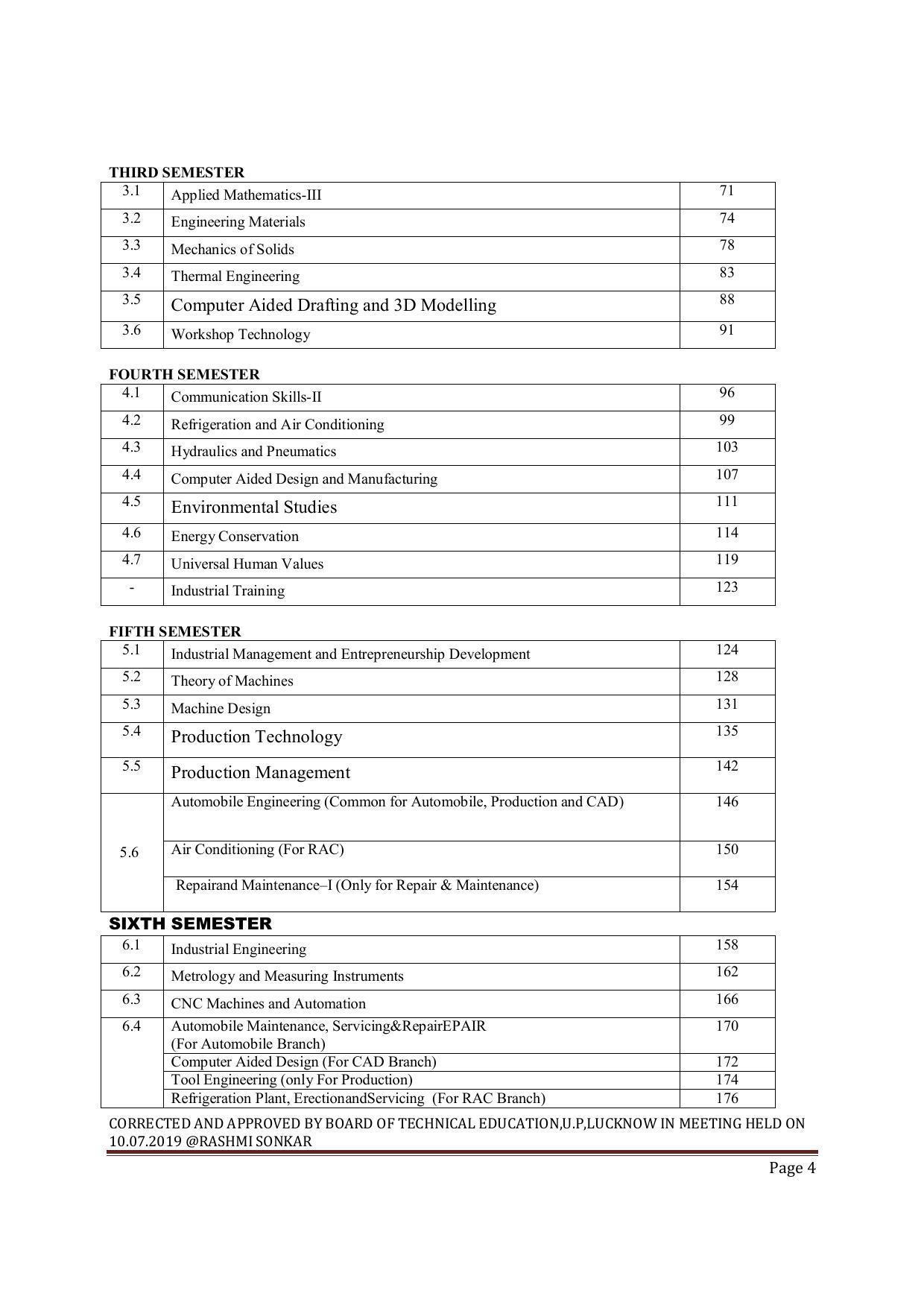 EFFECTIVE FROM JULY 2019-20 - SIX SEMESTER DIPLOMA COURSE IN MECHANICAL ENGINEERING ( PRODUCTION) - Page 4