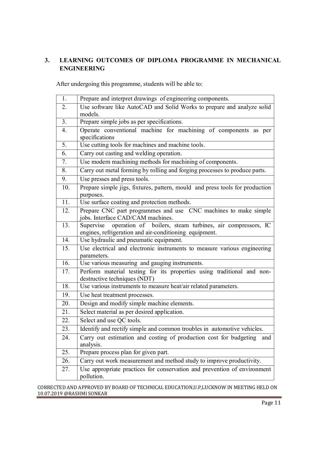 EFFECTIVE FROM JULY 2019-20 - SIX SEMESTER DIPLOMA COURSE IN MECHANICAL ENGINEERING ( PRODUCTION) - Page 11