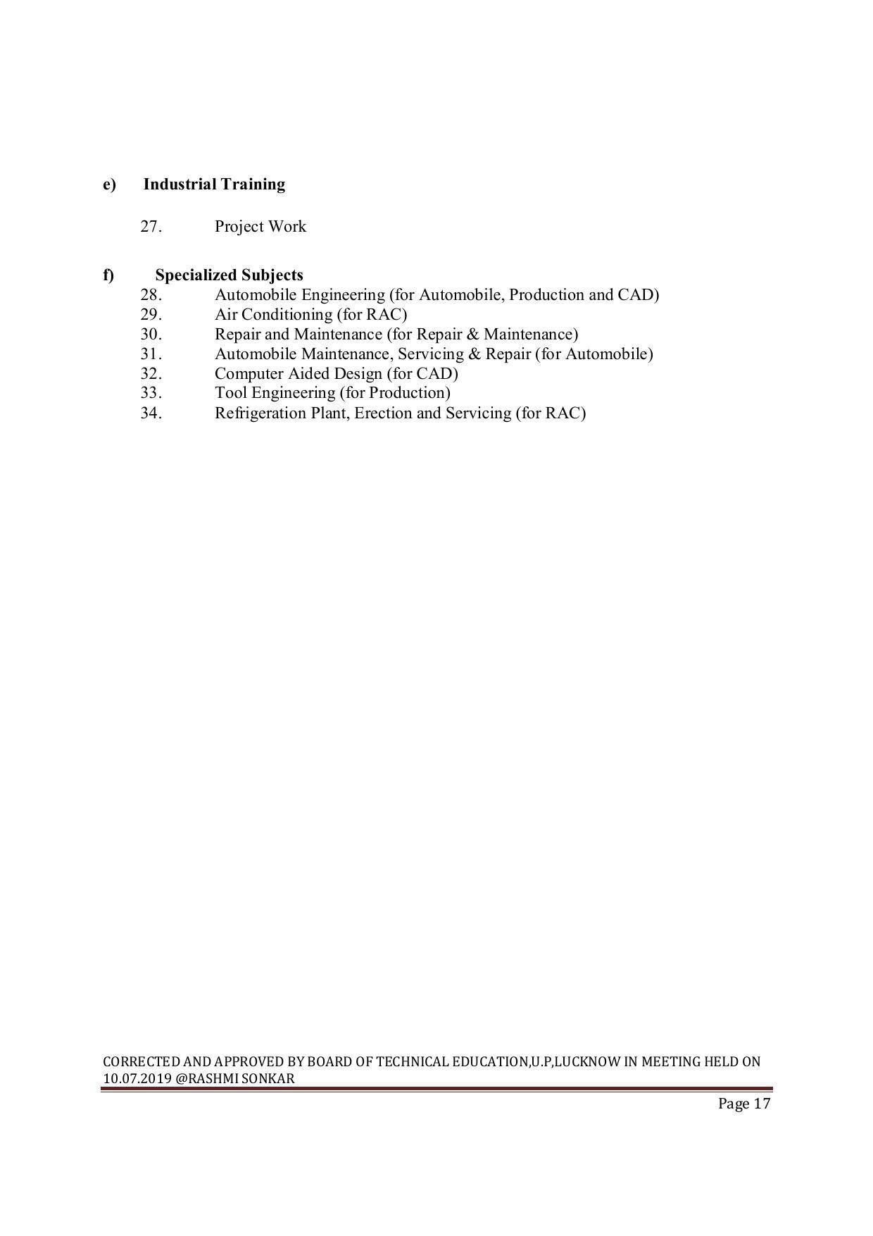 EFFECTIVE FROM JULY 2019-20 - SIX SEMESTER DIPLOMA COURSE IN MECHANICAL ENGINEERING ( PRODUCTION) - Page 17