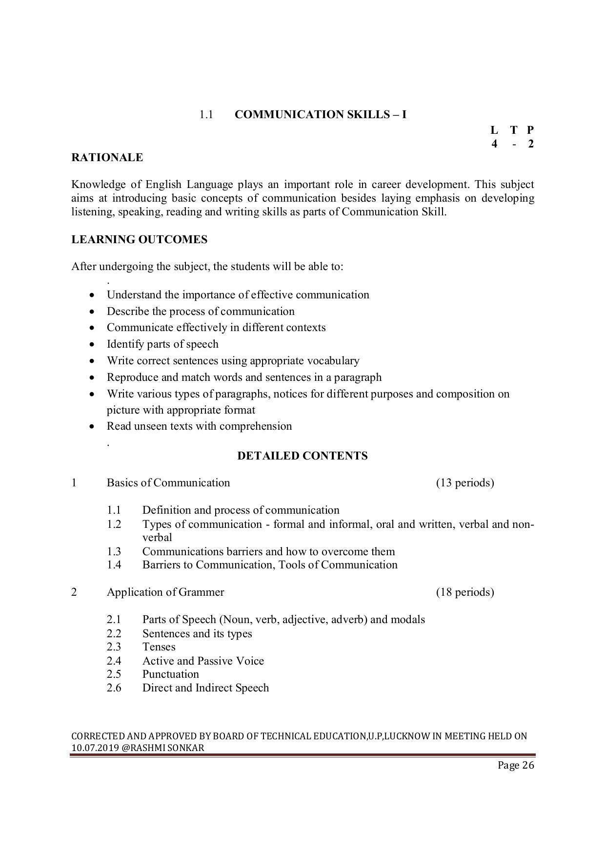 EFFECTIVE FROM JULY 2019-20 - SIX SEMESTER DIPLOMA COURSE IN MECHANICAL ENGINEERING ( PRODUCTION) - Page 26