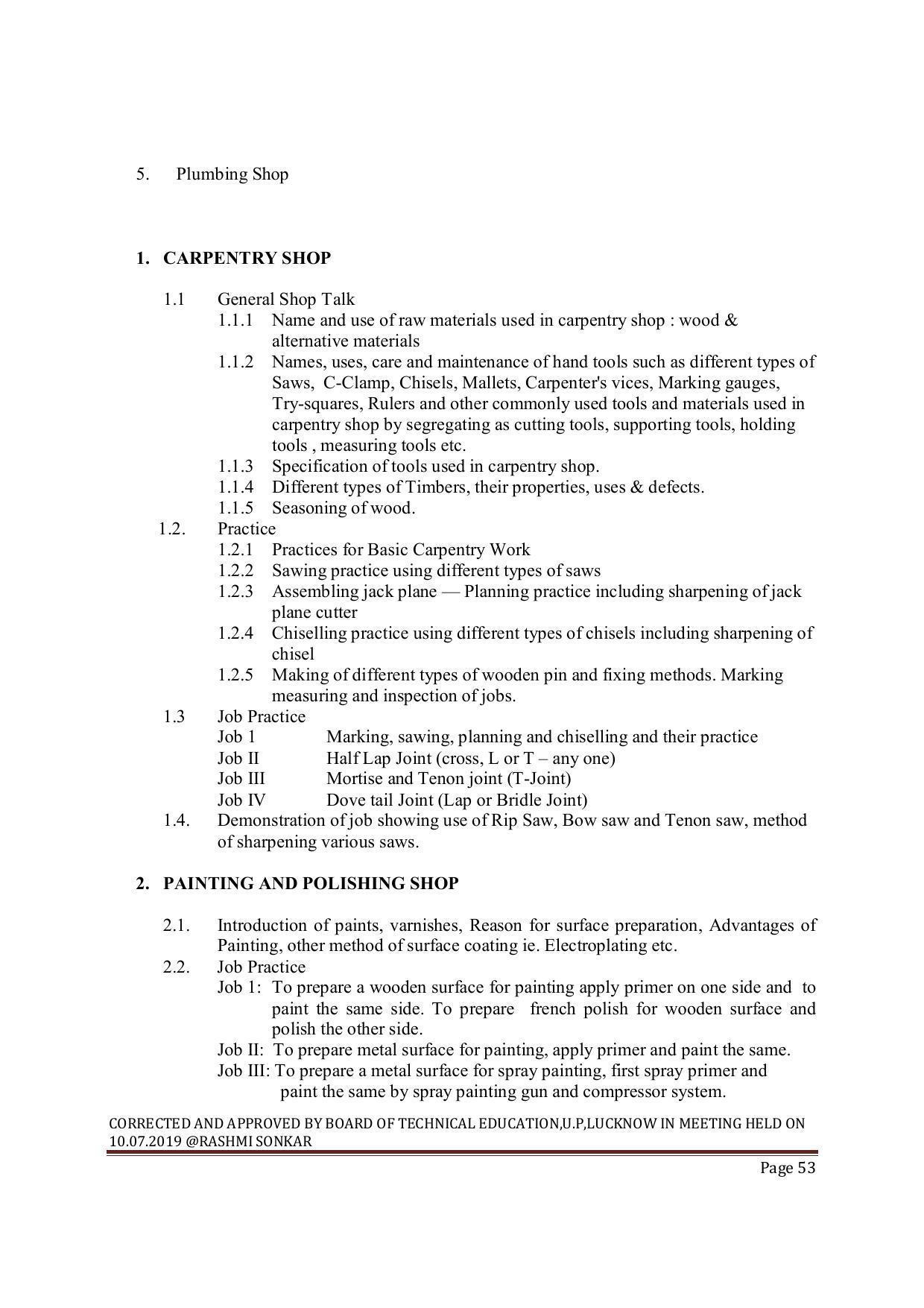 EFFECTIVE FROM JULY 2019-20 - SIX SEMESTER DIPLOMA COURSE IN MECHANICAL ENGINEERING ( PRODUCTION) - Page 53