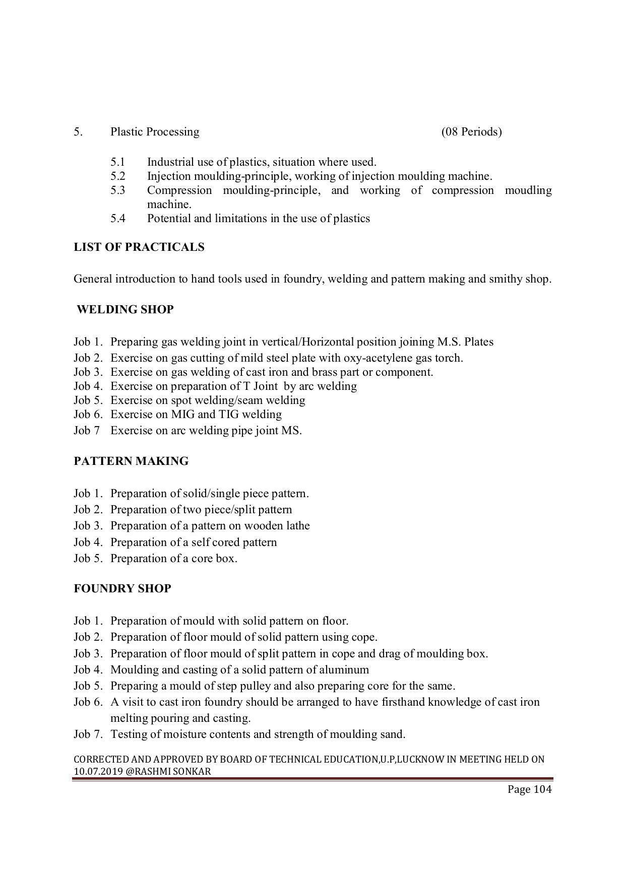 EFFECTIVE FROM JULY 2019-20 - SIX SEMESTER DIPLOMA COURSE IN MECHANICAL ENGINEERING ( PRODUCTION) - Page 104