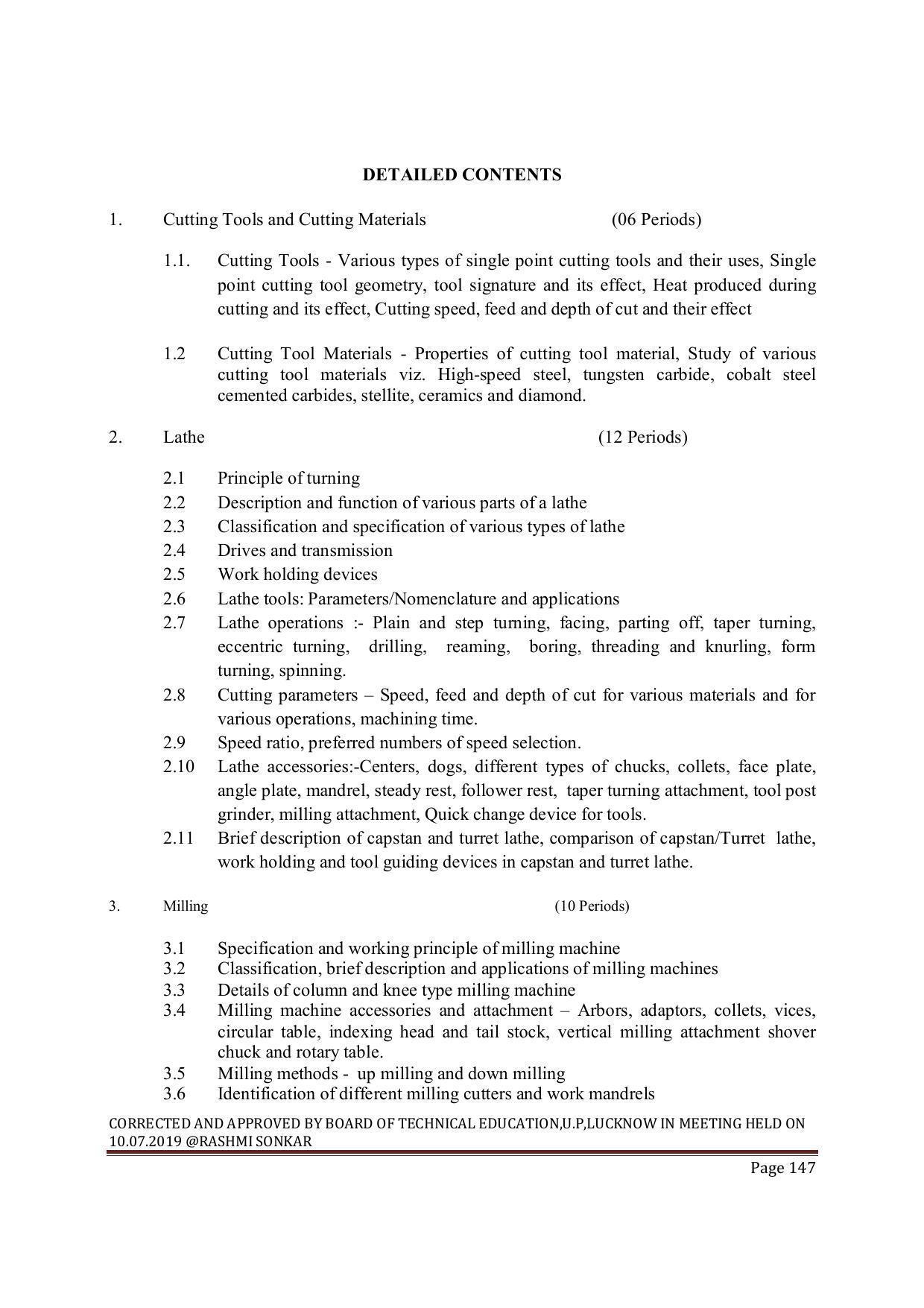 EFFECTIVE FROM JULY 2019-20 - SIX SEMESTER DIPLOMA COURSE IN MECHANICAL ENGINEERING ( PRODUCTION) - Page 147