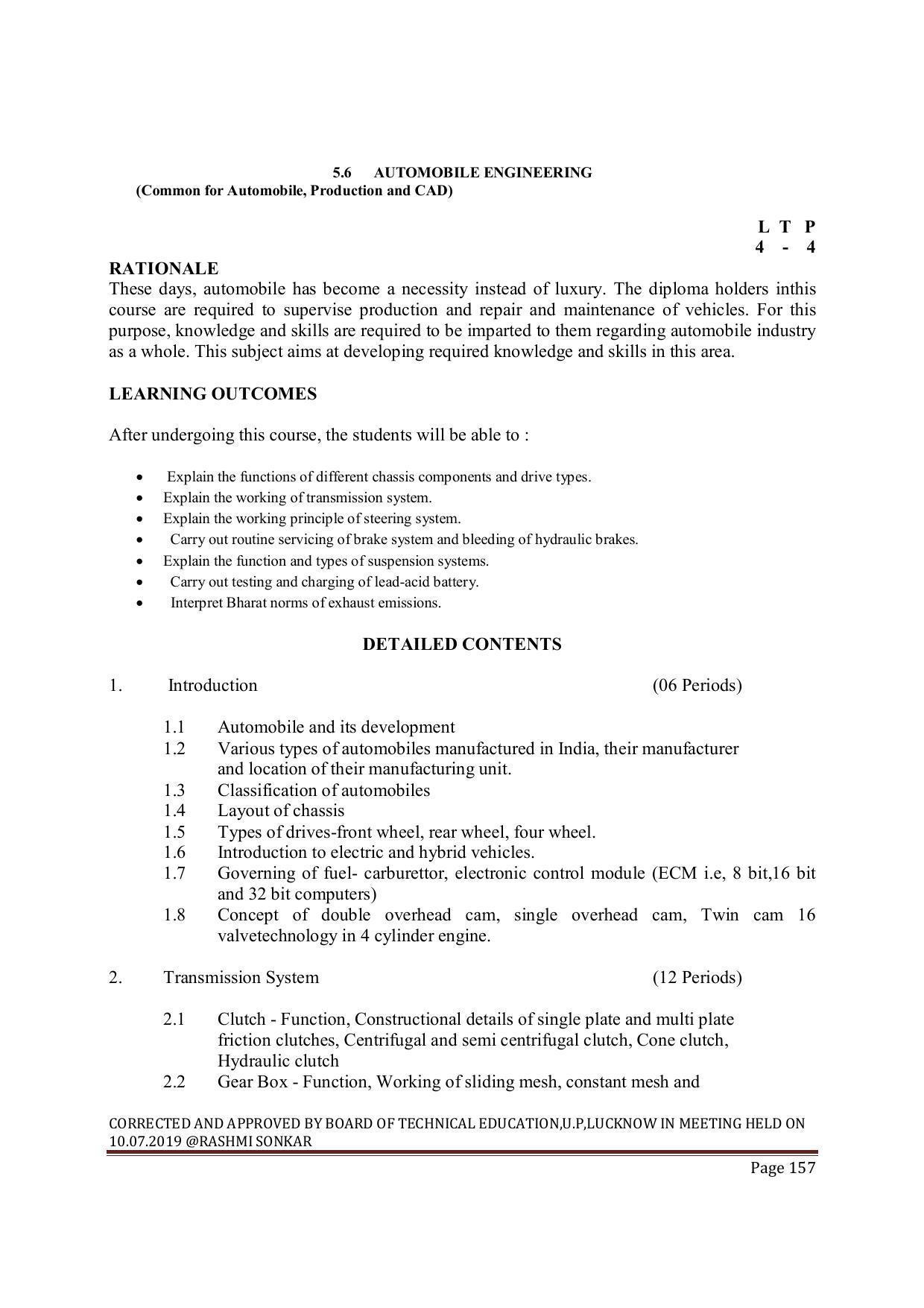 EFFECTIVE FROM JULY 2019-20 - SIX SEMESTER DIPLOMA COURSE IN MECHANICAL ENGINEERING ( PRODUCTION) - Page 157