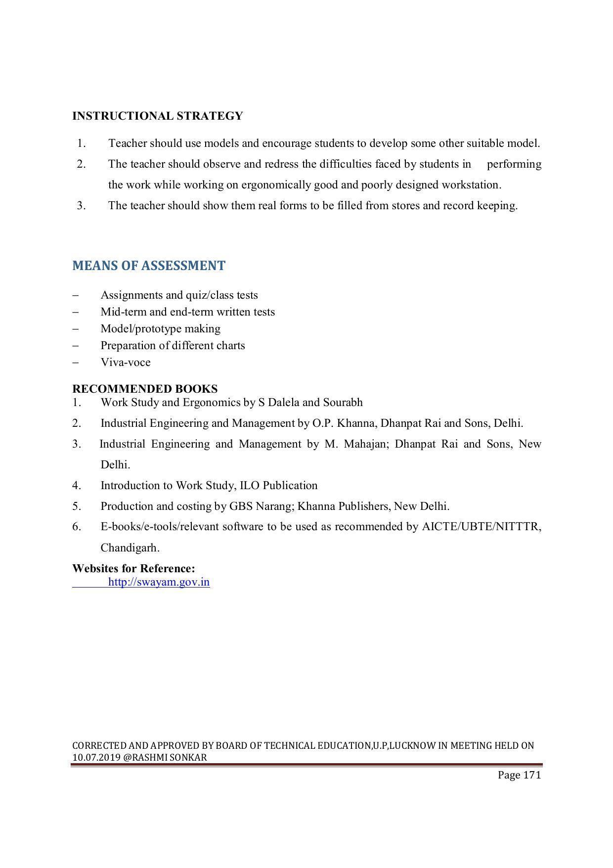 EFFECTIVE FROM JULY 2019-20 - SIX SEMESTER DIPLOMA COURSE IN MECHANICAL ENGINEERING ( PRODUCTION) - Page 171