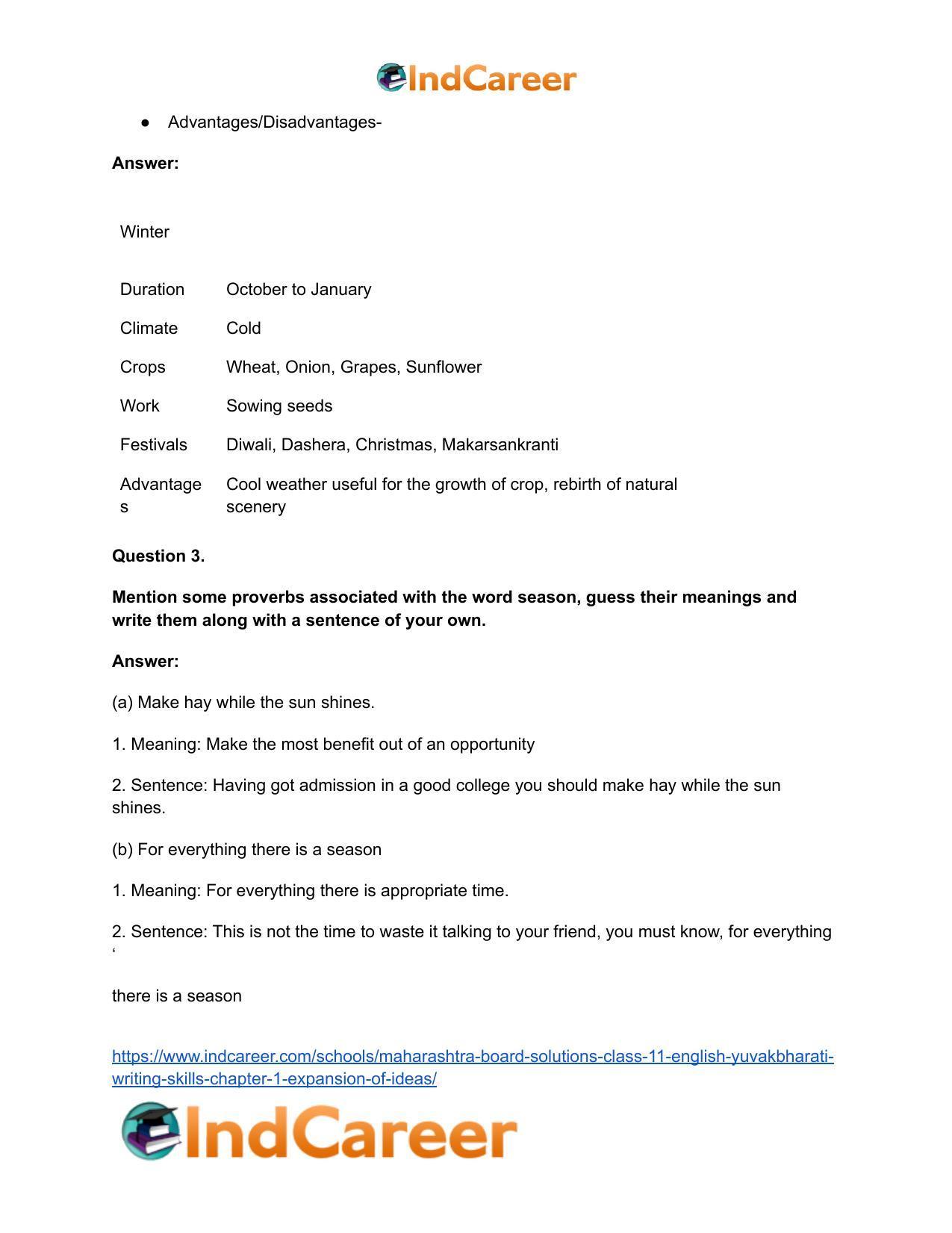 Maharashtra Board Solutions Class 11-English Yuvakbharati (Writing Skills): Chapter 1- Expansion of Ideas - Page 3