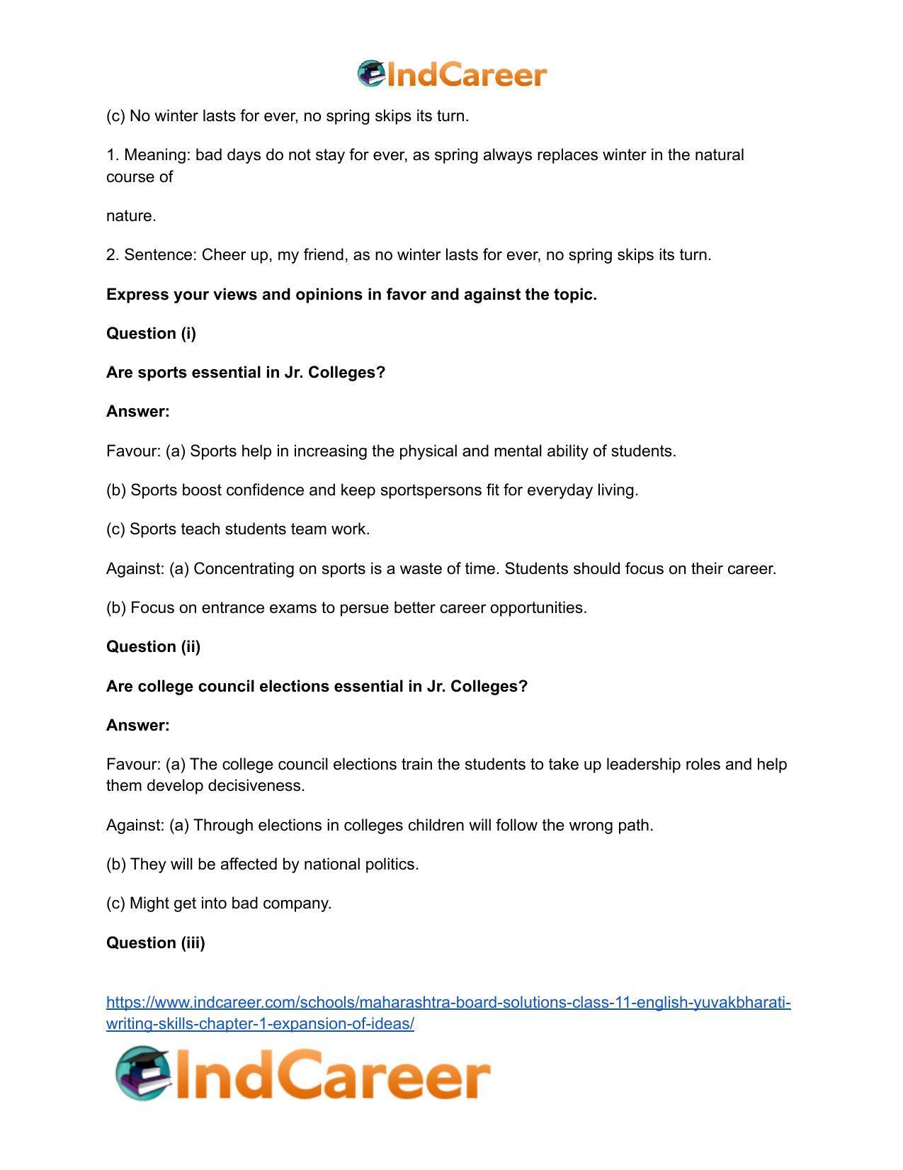 Maharashtra Board Solutions Class 11-English Yuvakbharati (Writing Skills): Chapter 1- Expansion of Ideas - Page 4