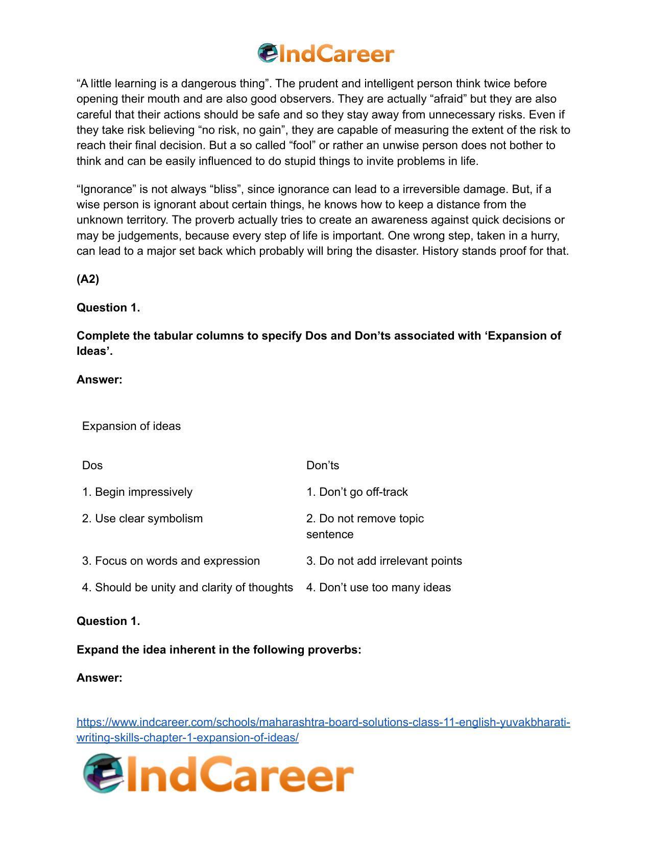 Maharashtra Board Solutions Class 11-English Yuvakbharati (Writing Skills): Chapter 1- Expansion of Ideas - Page 8