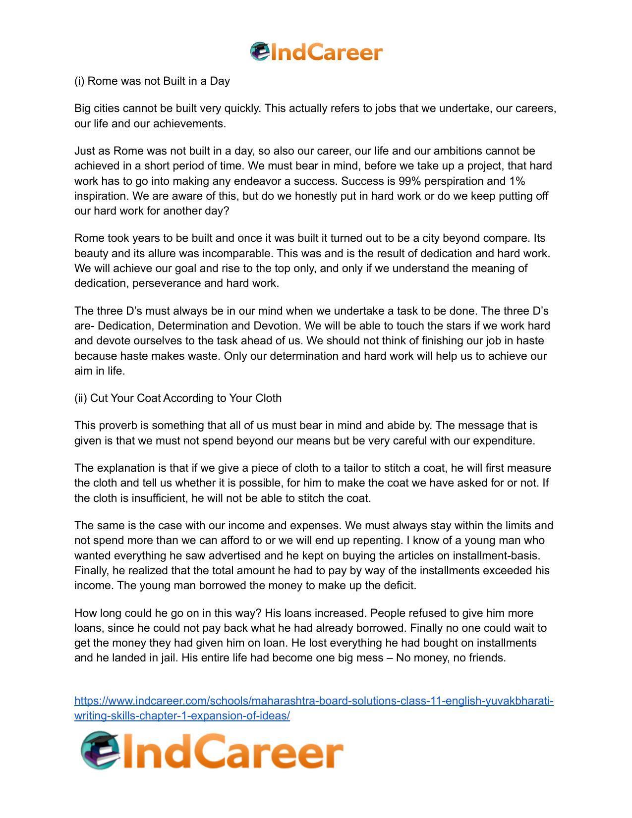 Maharashtra Board Solutions Class 11-English Yuvakbharati (Writing Skills): Chapter 1- Expansion of Ideas - Page 9