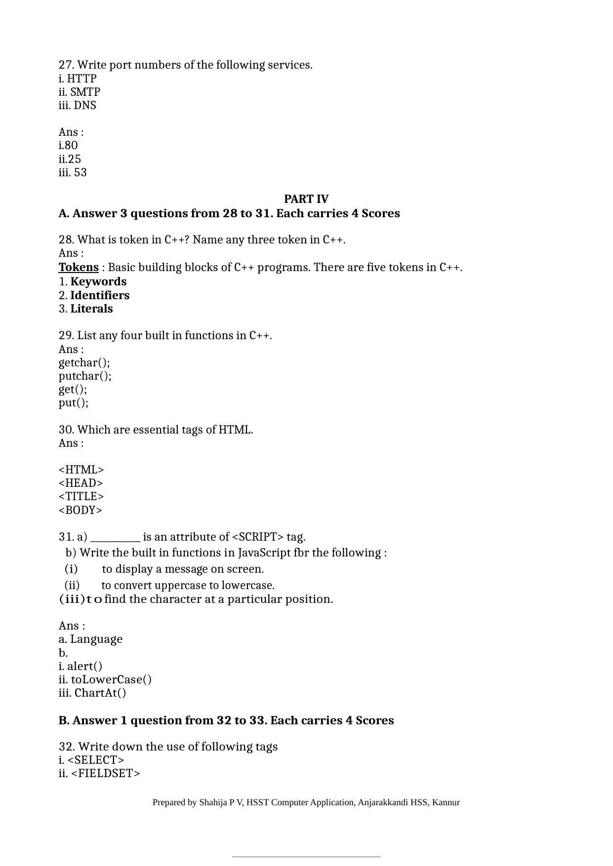  Kerala Plus Two 2022 Computer Application (Commerce) Model Answer Key - Page 4