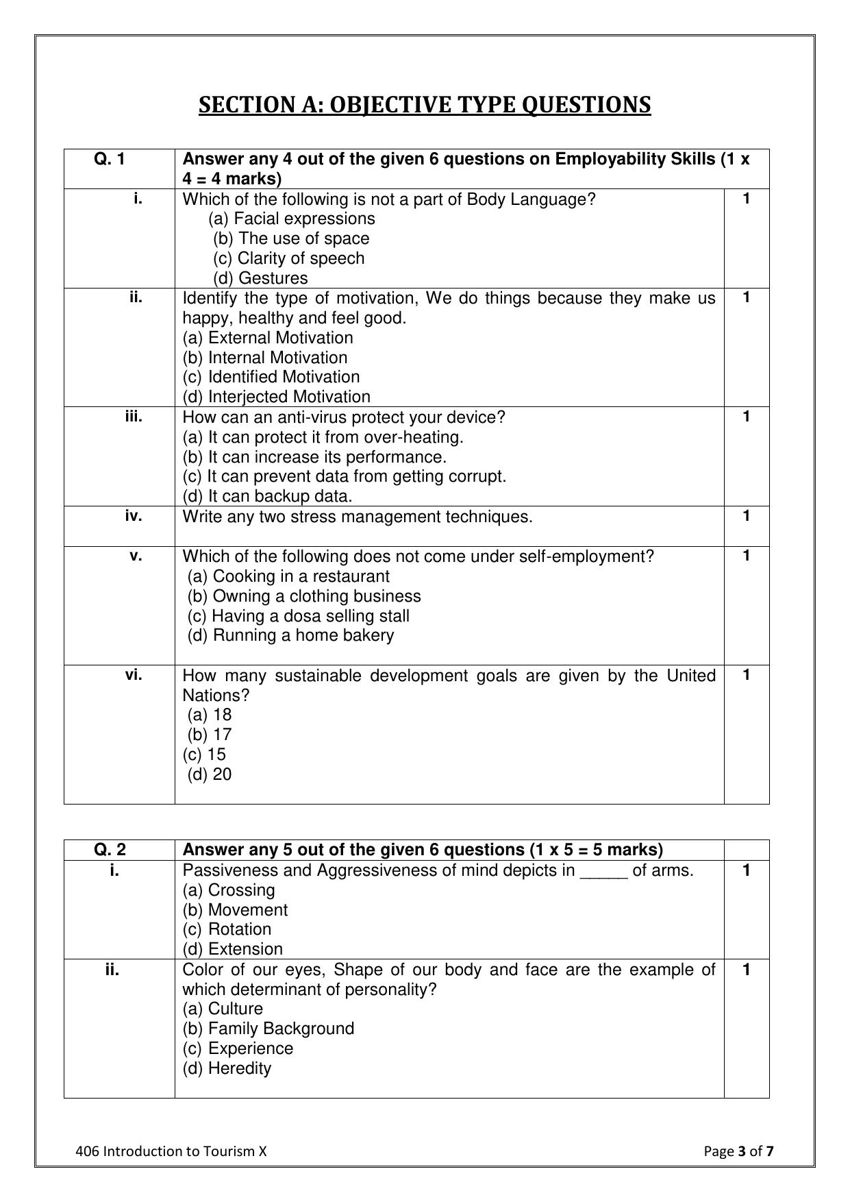 CBSE Class 10 Introduction To Tourism Sample Paper 2025 - Page 3
