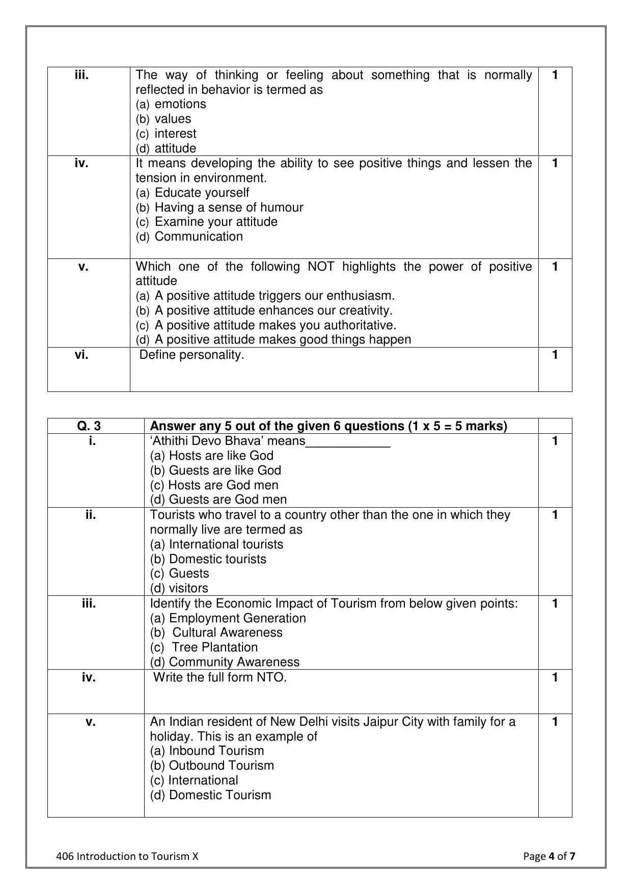 CBSE Class 10 Introduction To Tourism Sample Paper 2025 - Page 4
