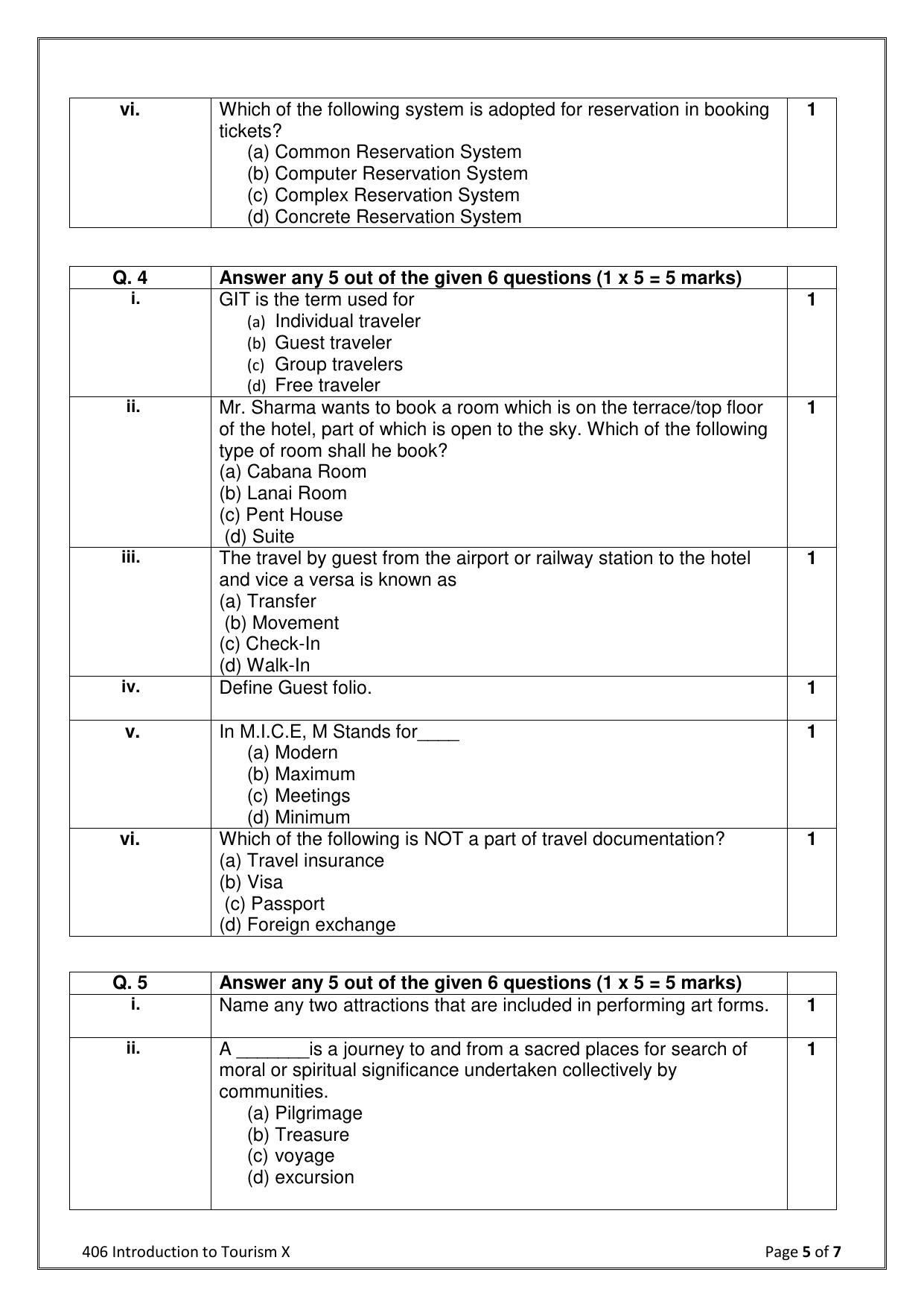 CBSE Class 10 Introduction To Tourism Sample Paper 2025 - Page 5