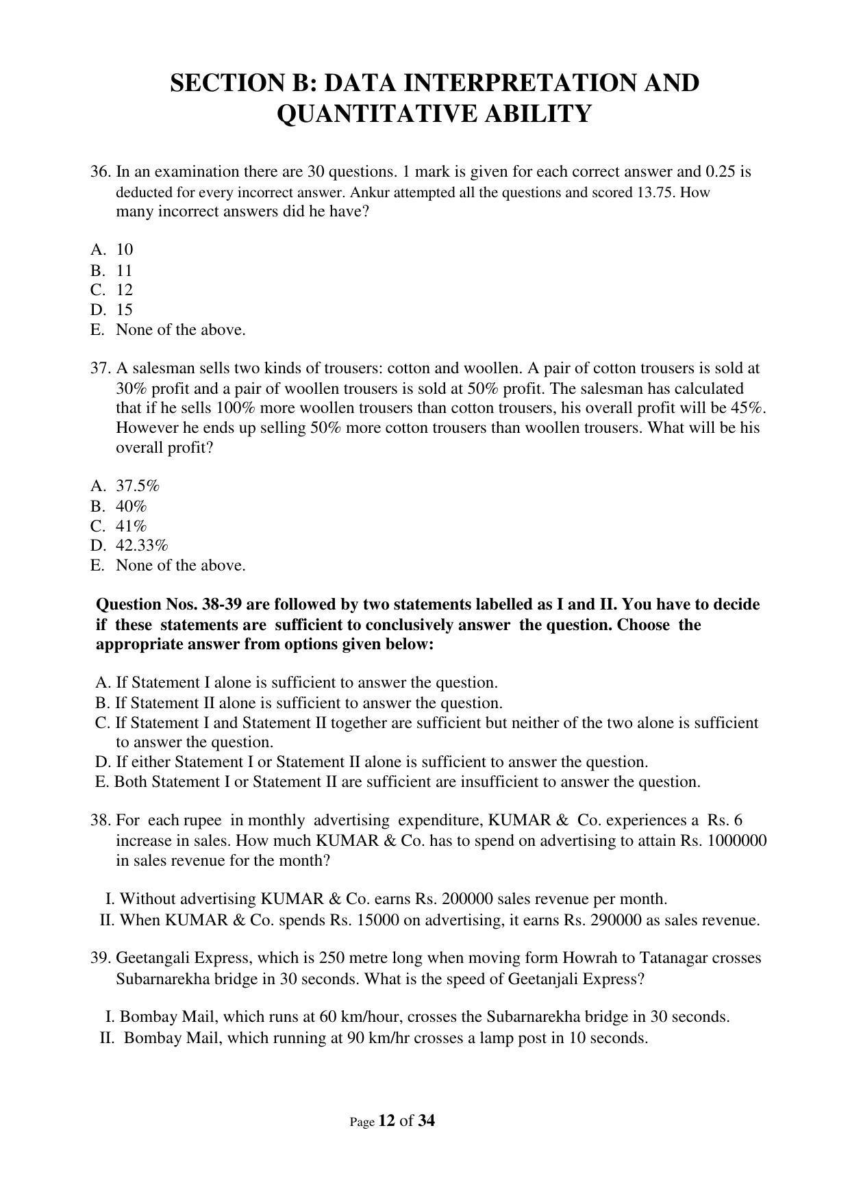 XAT 2009 (A) Question Papers with Keys - Page 15