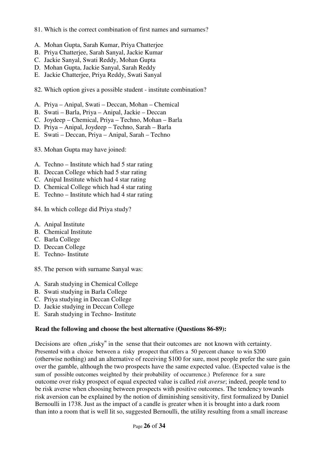 XAT 2009 (A) Question Papers with Keys - Page 29