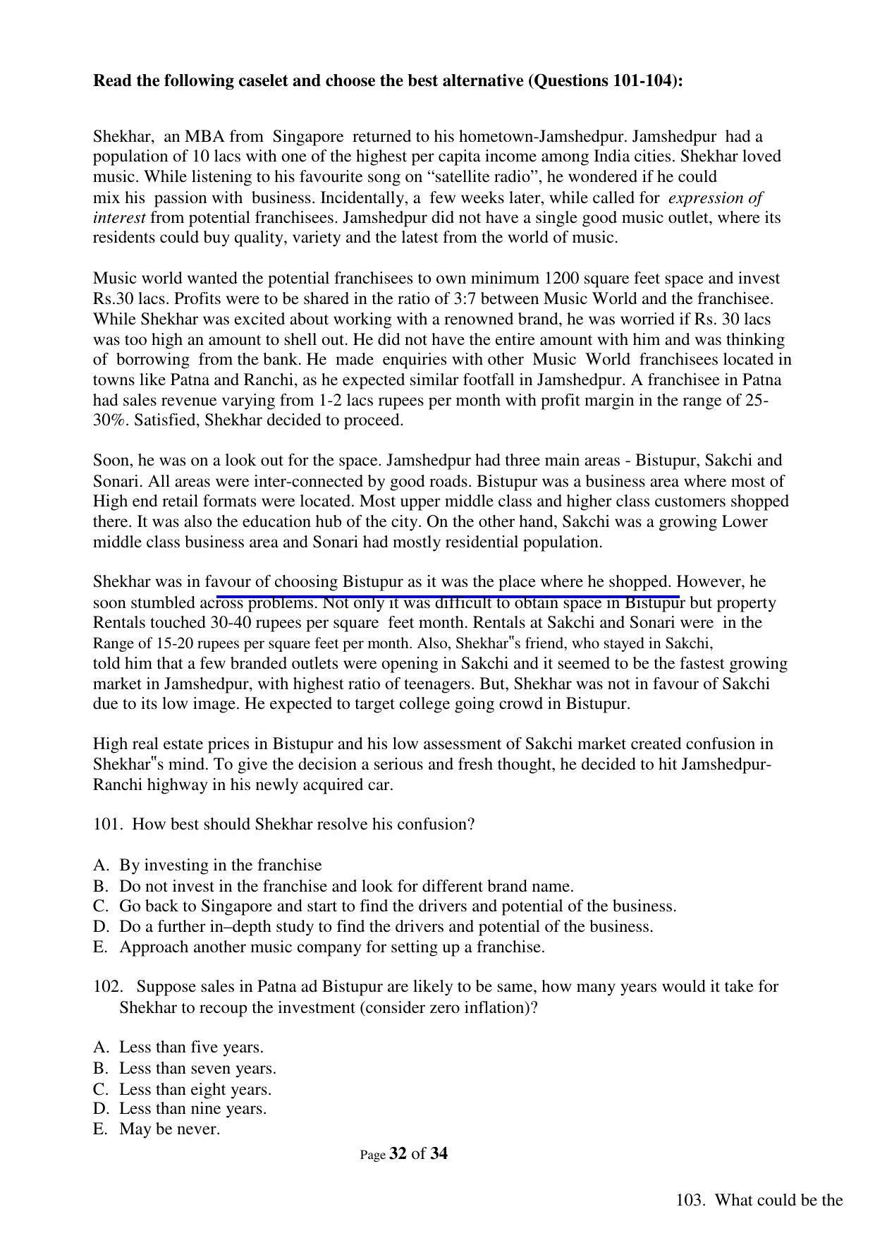XAT 2009 (A) Question Papers with Keys - Page 35