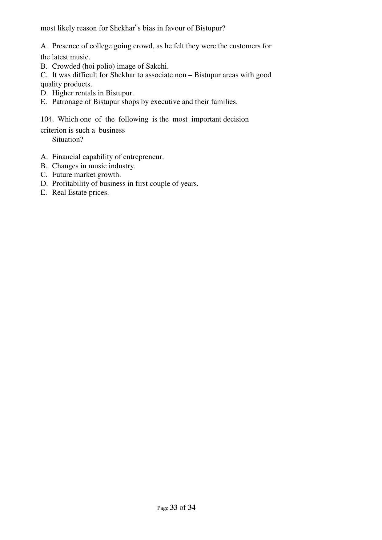 XAT 2009 (A) Question Papers with Keys - Page 36