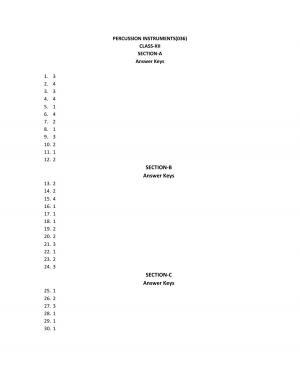 CBSE Class 12th Hindustani Music (Percussion) Sample Question Paper Answer Key 2021-22