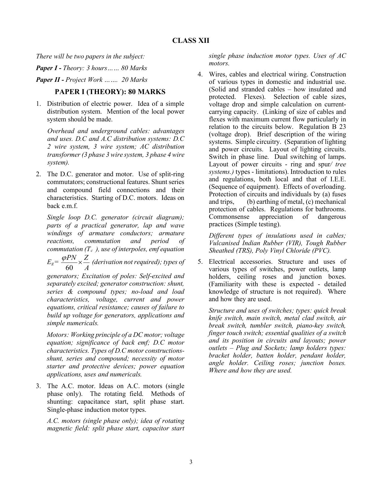 ISC Class XI & XII Electricity and Electronics 2025 Syllabus - Page 3