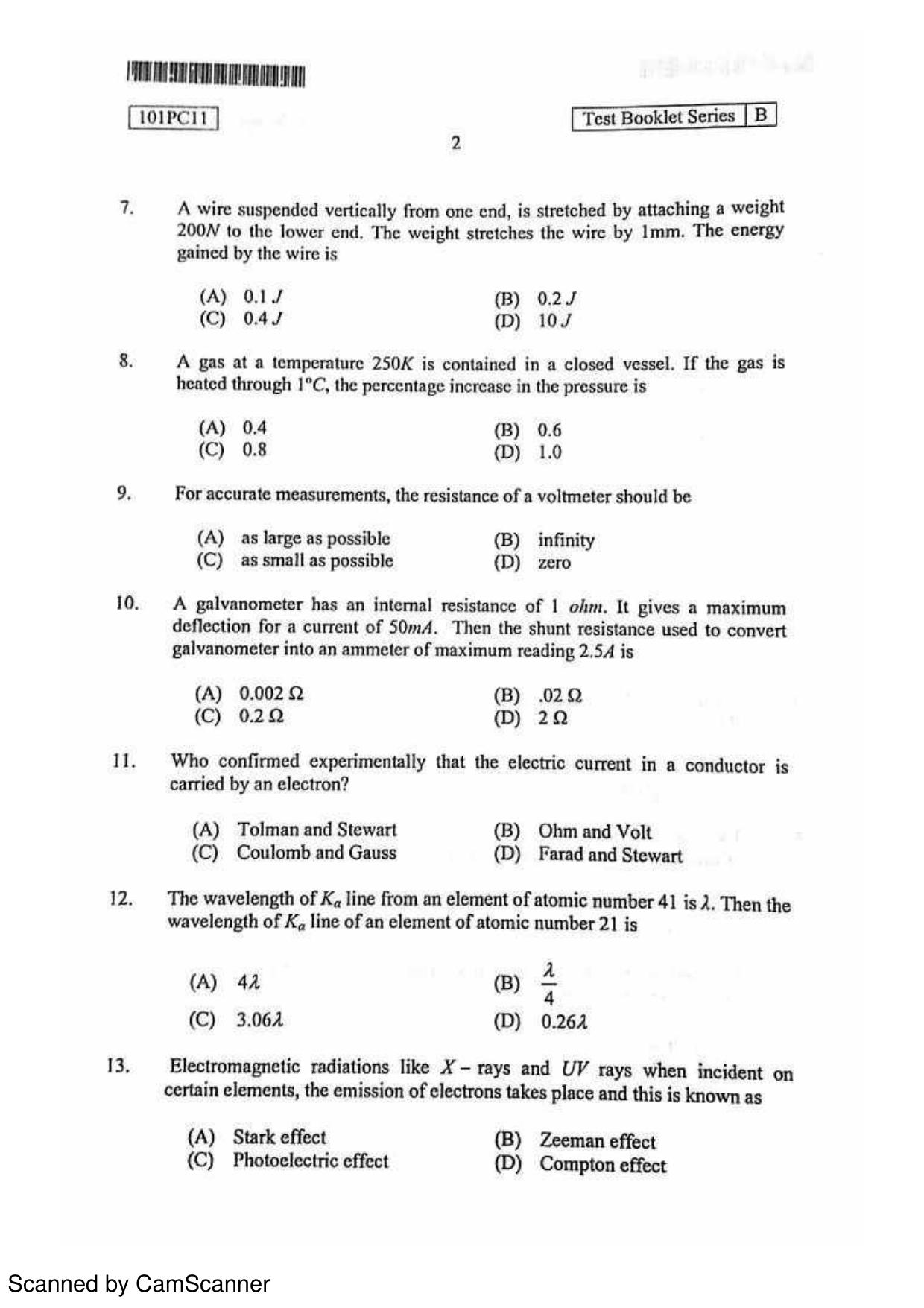 CUSAT CAT 2011 Physics, Chemistry 2 Question Paper - Page 3