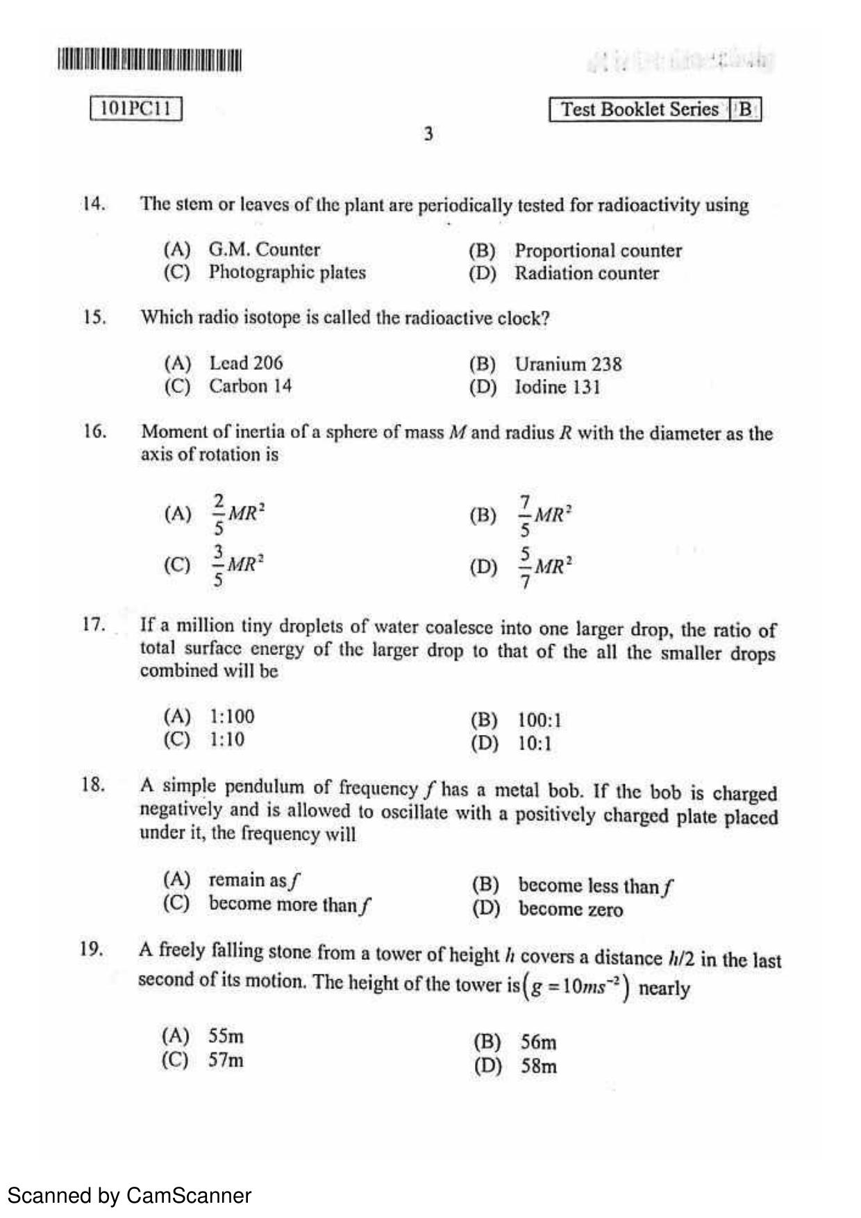 CUSAT CAT 2011 Physics, Chemistry 2 Question Paper - Page 4