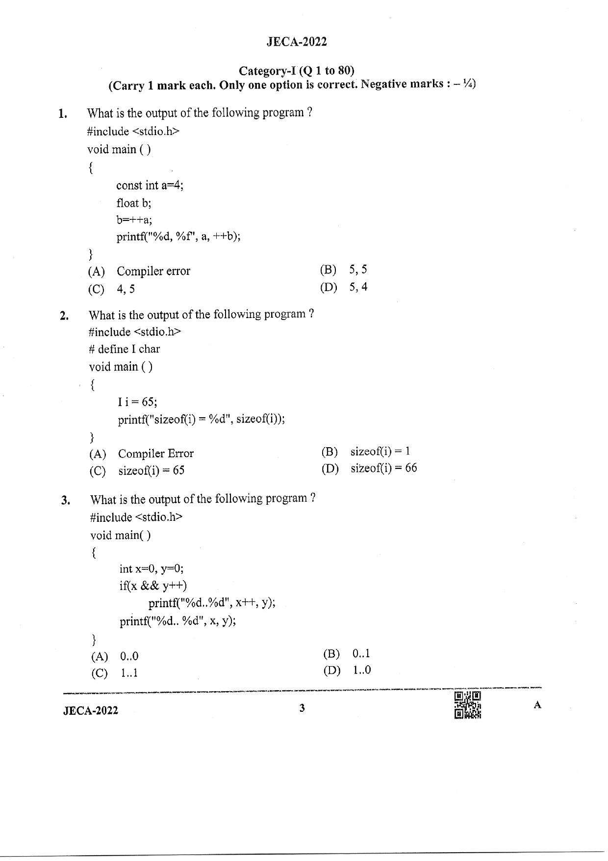 WB JECA 2022 Question Paper - Page 3
