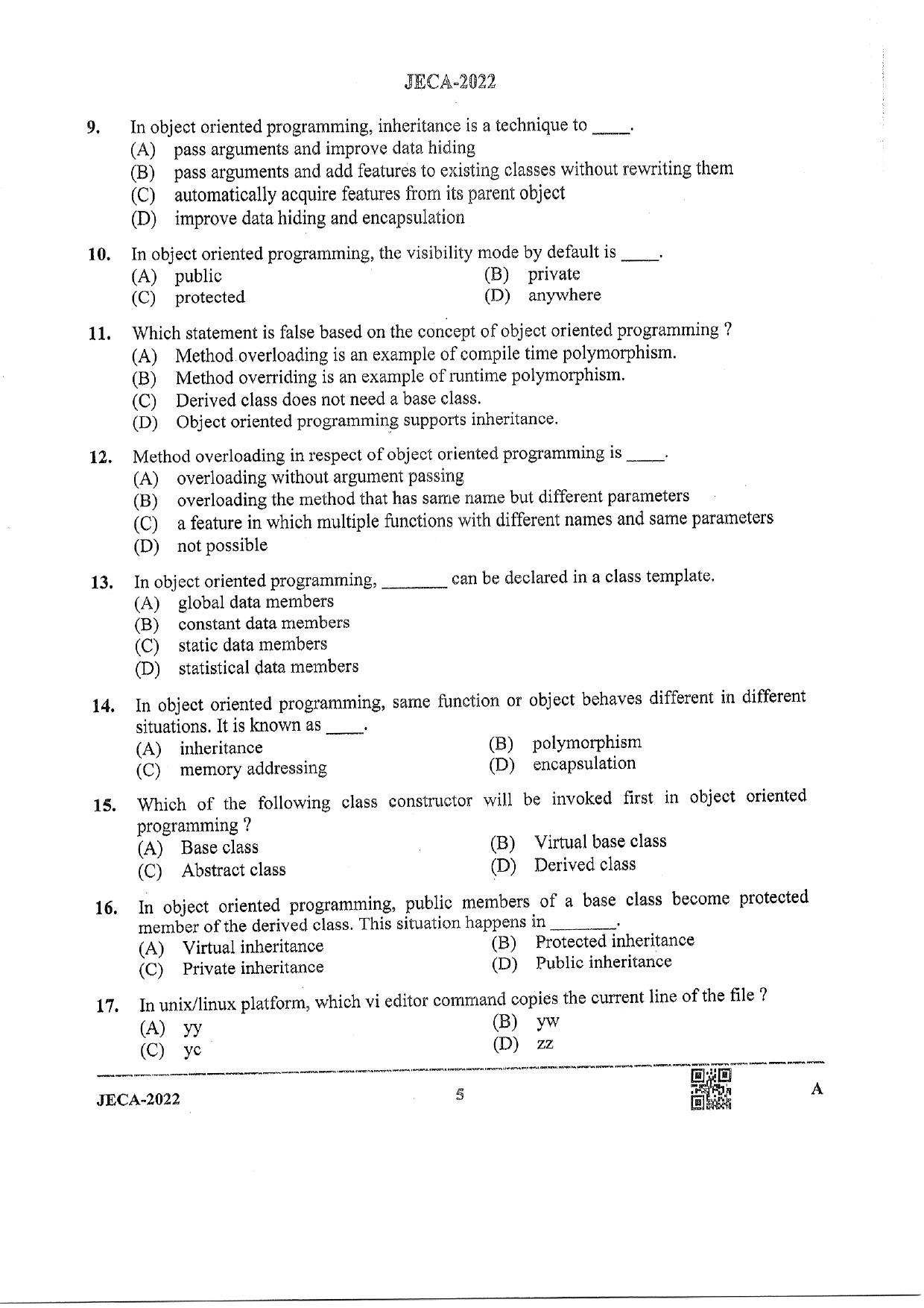 WB JECA 2022 Question Paper - Page 5