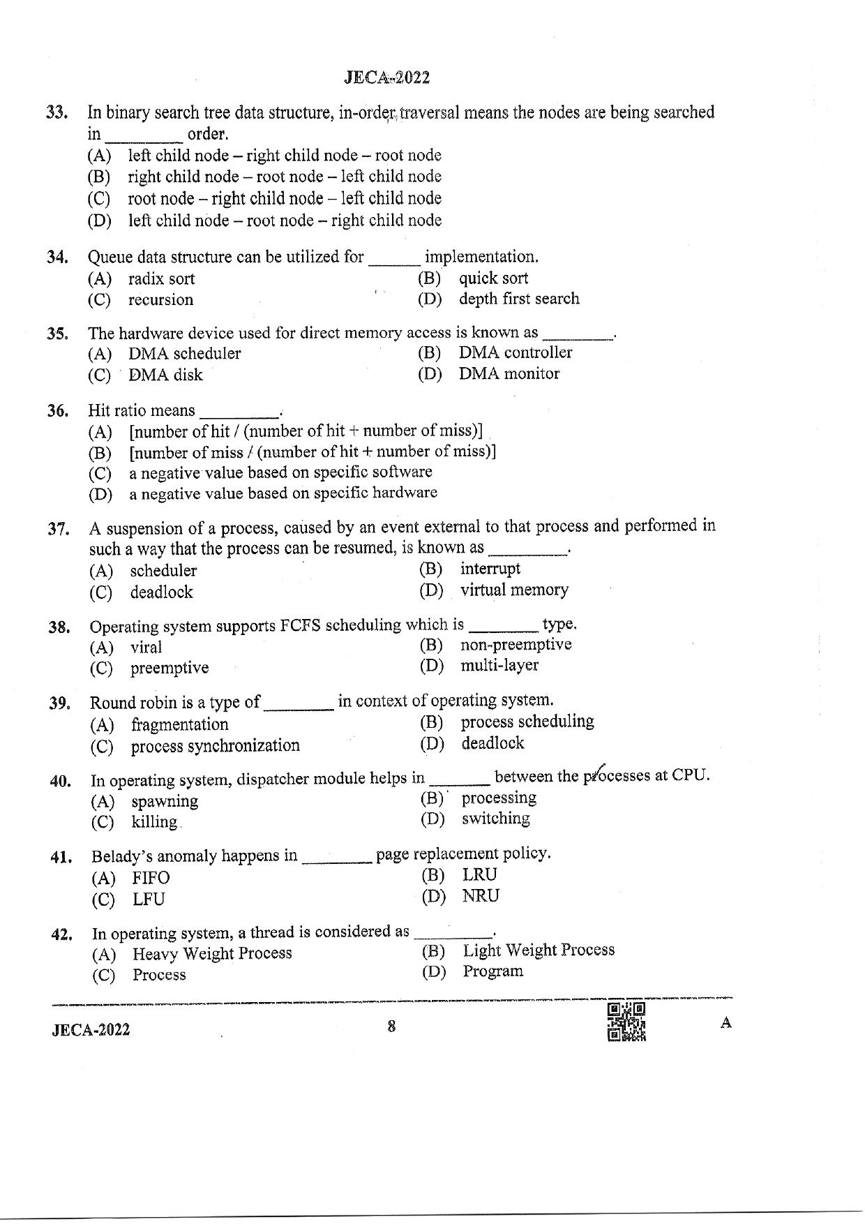 WB JECA 2022 Question Paper - Page 8