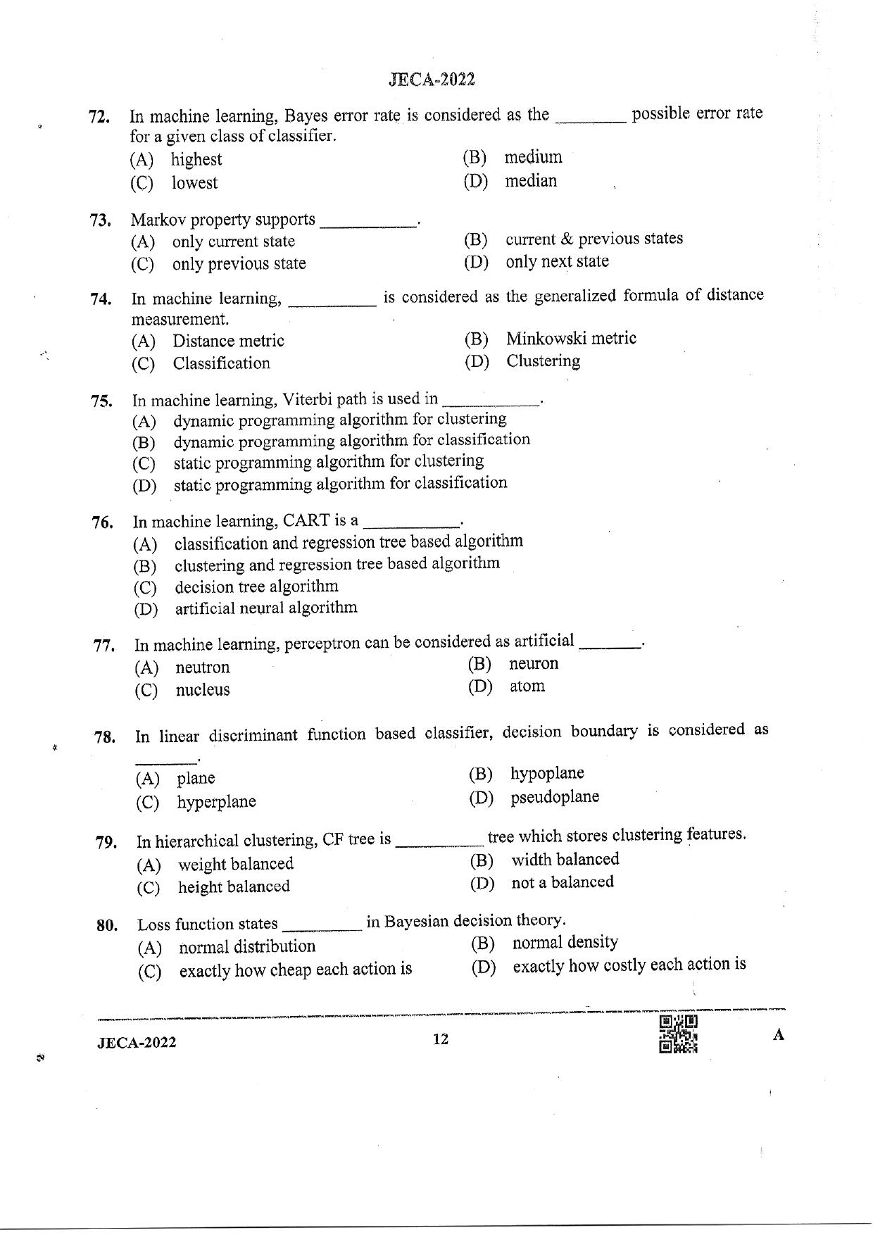 WB JECA 2022 Question Paper - Page 12