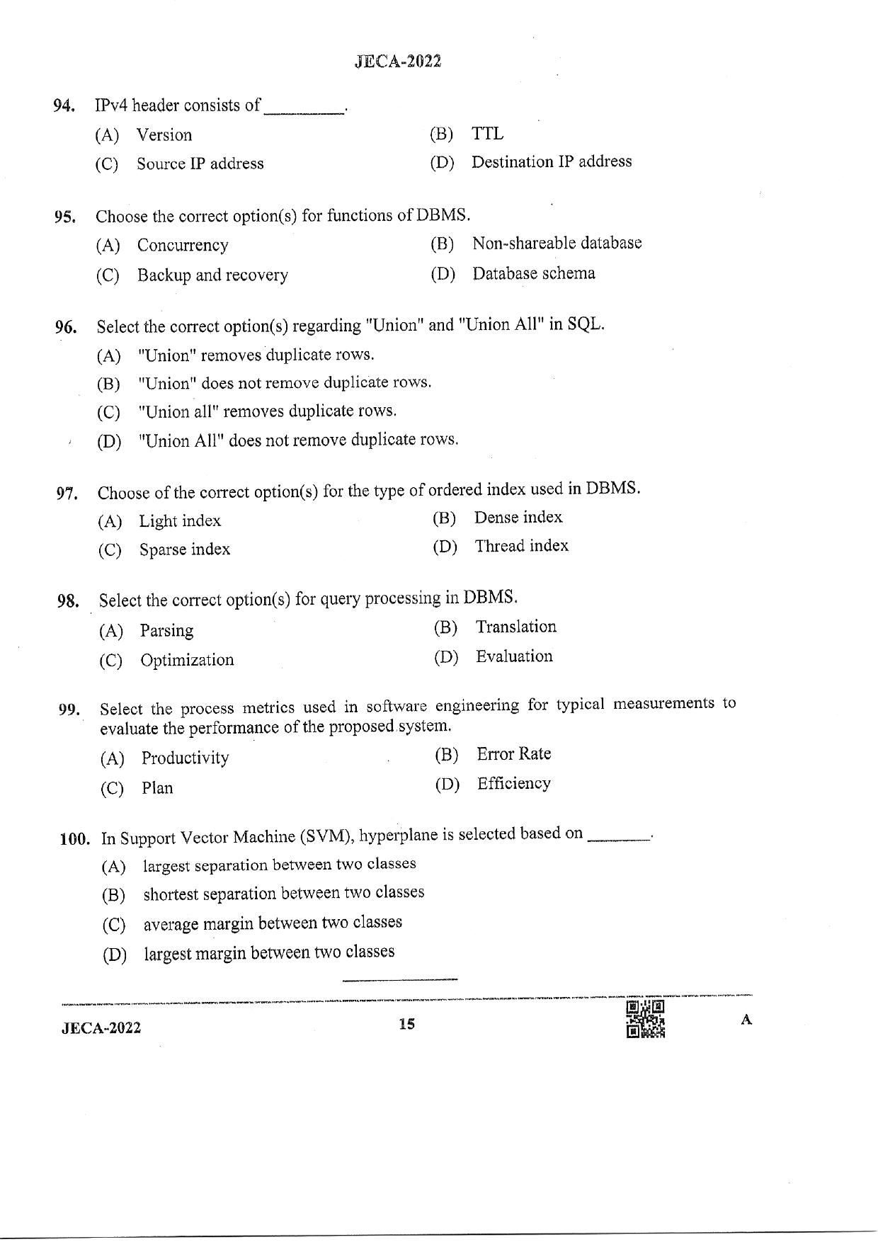 WB JECA 2022 Question Paper - Page 15