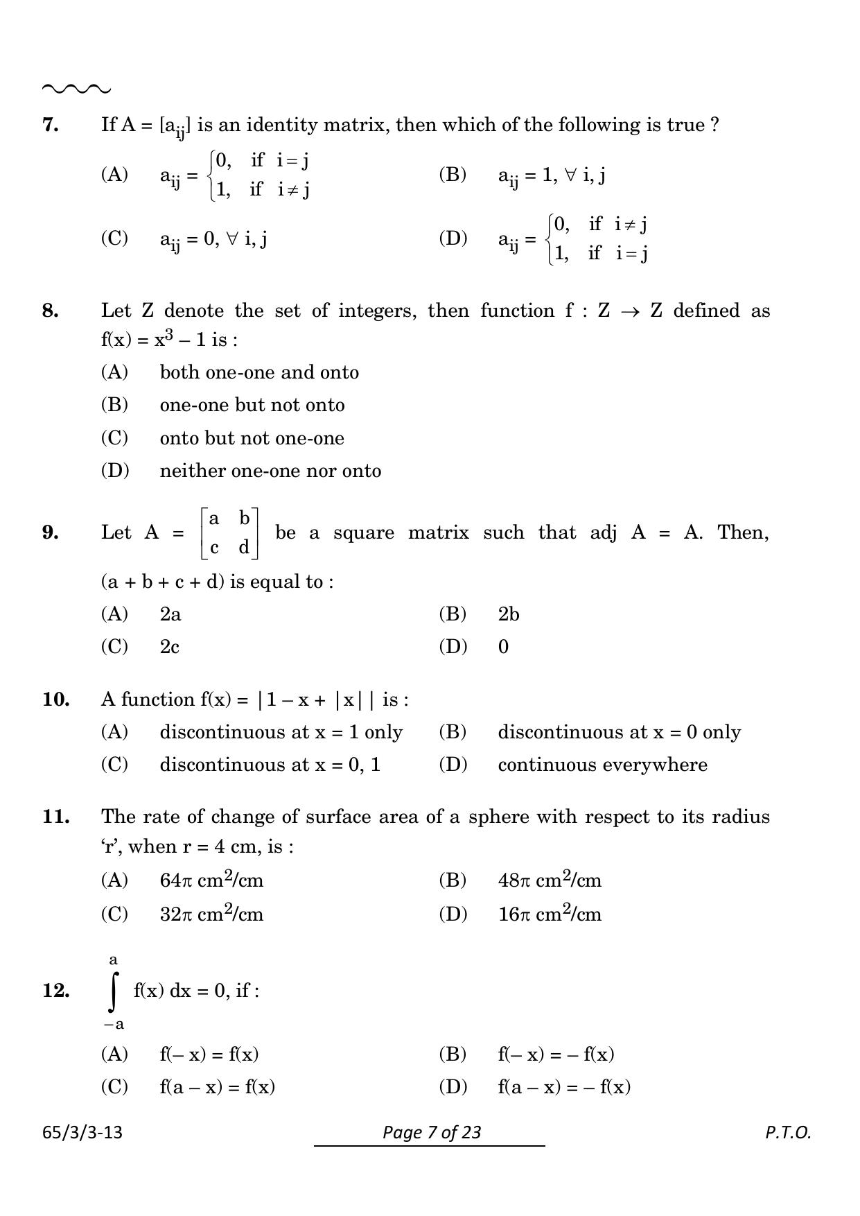 CBSE Class 12 65-3-3 Mathematics 2024 Question Paper - Page 7