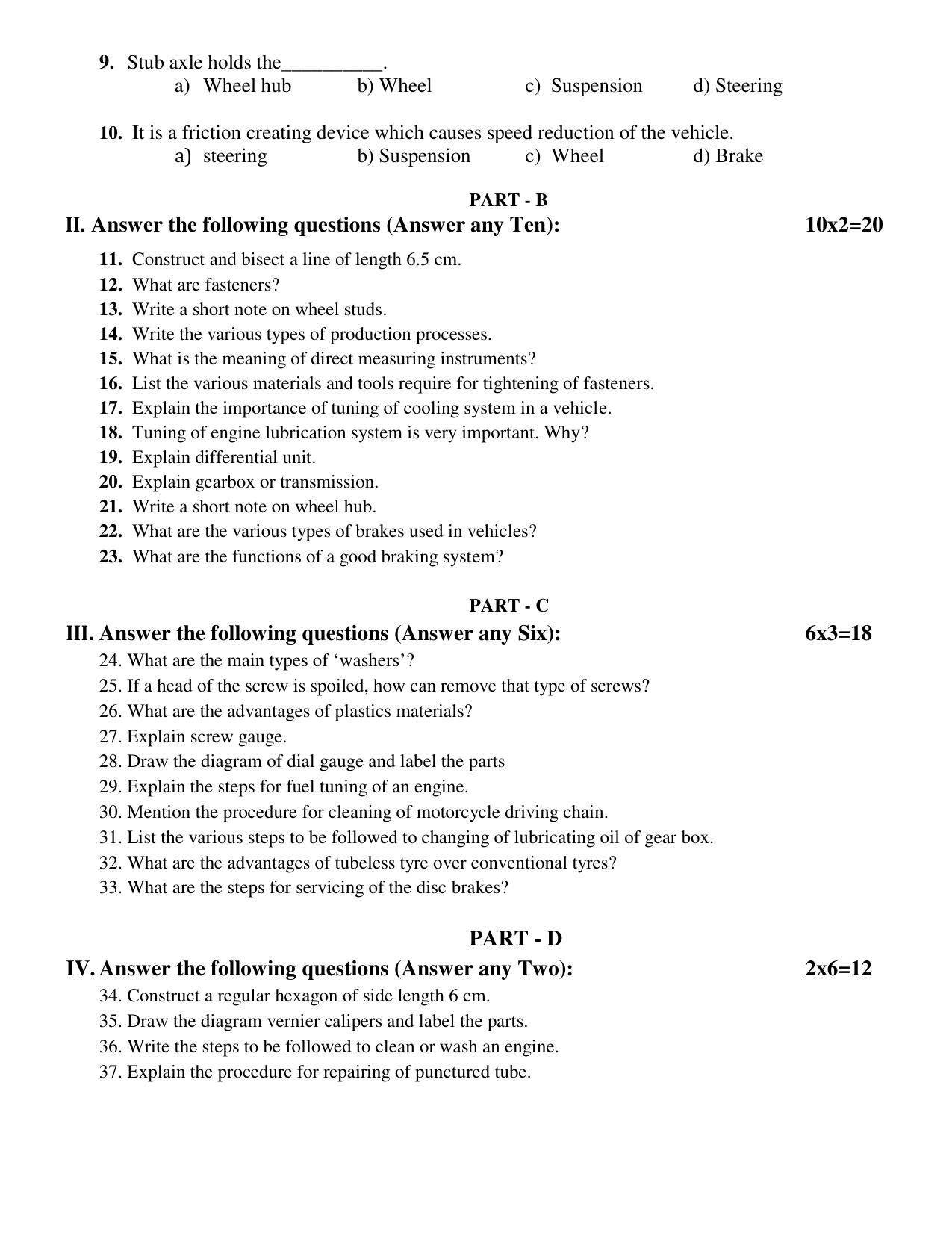 Karnataka 1st PUC Automobile 1 Model Question Paper 2025 - Page 4