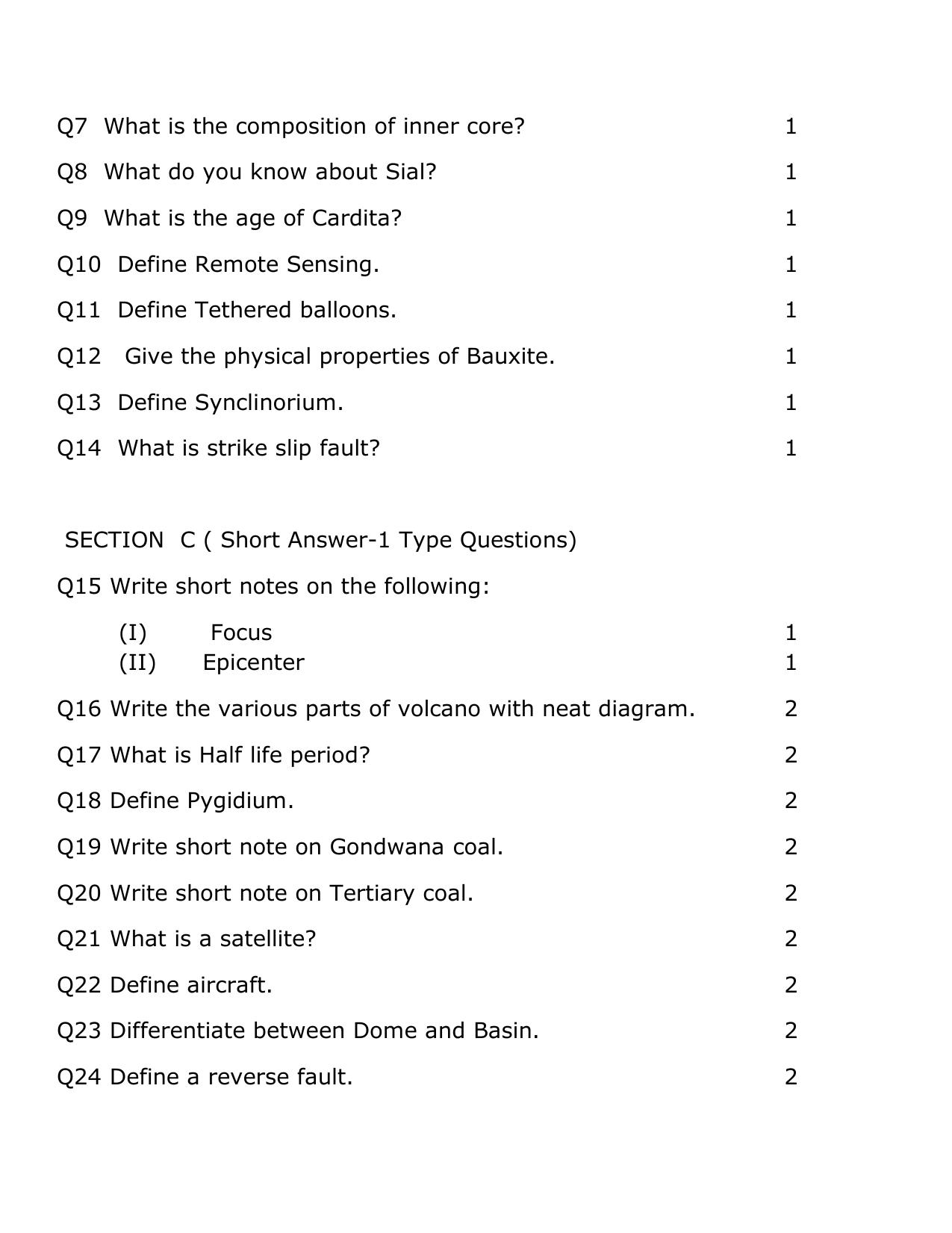 JKBOSE Class 12 Geology Model Question Paper - Page 3
