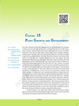 NCERT Book for Class 11 Biology Chapter 15 Plant Growth and Development