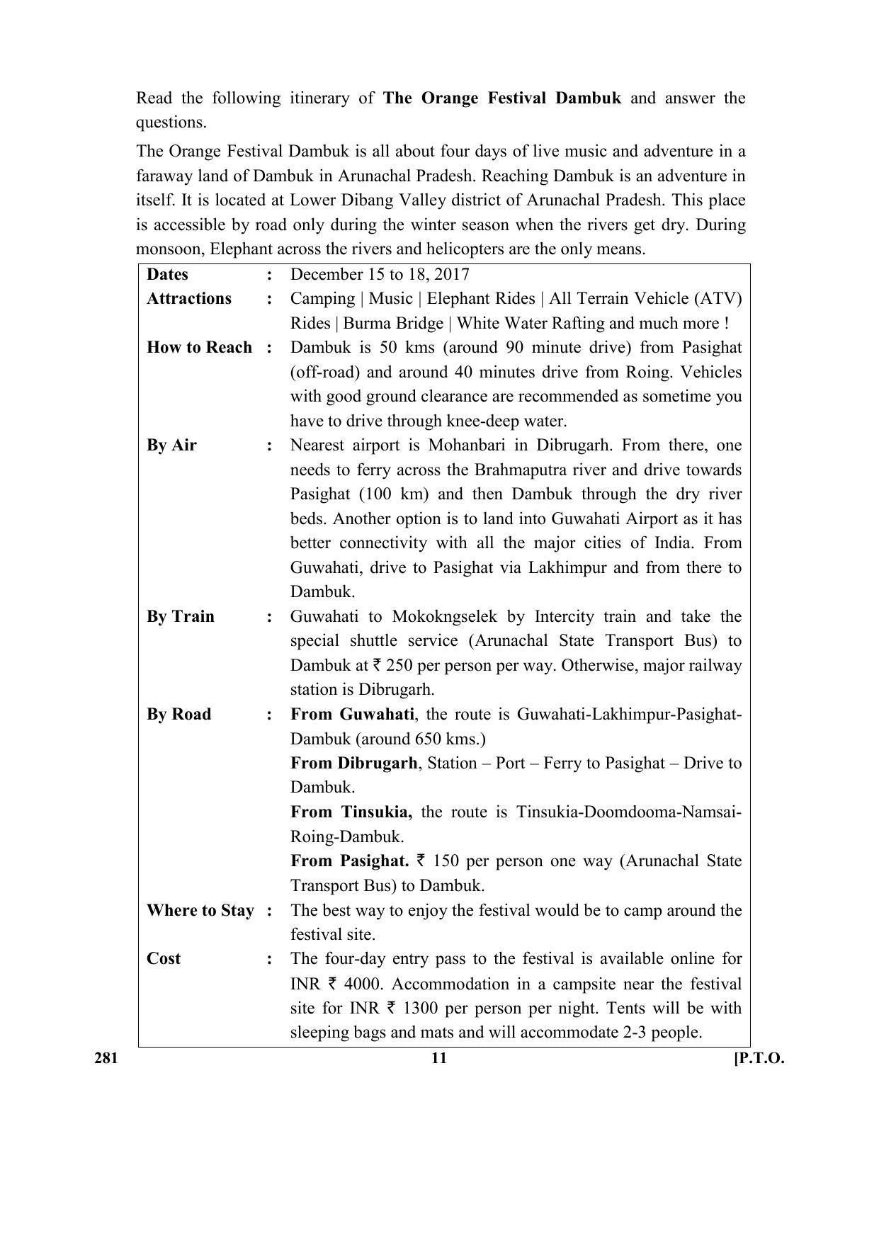 CBSE Class 12 281 (Travel Agency And Tour Optns. Business 2017-comptt Question Paper - Page 11