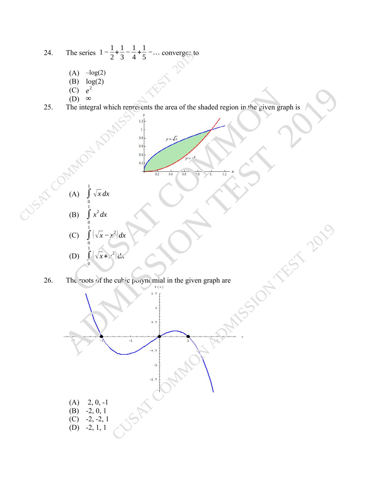 CUSAT CAT 2019 Blet Question Paper With Answer Key - Page 10