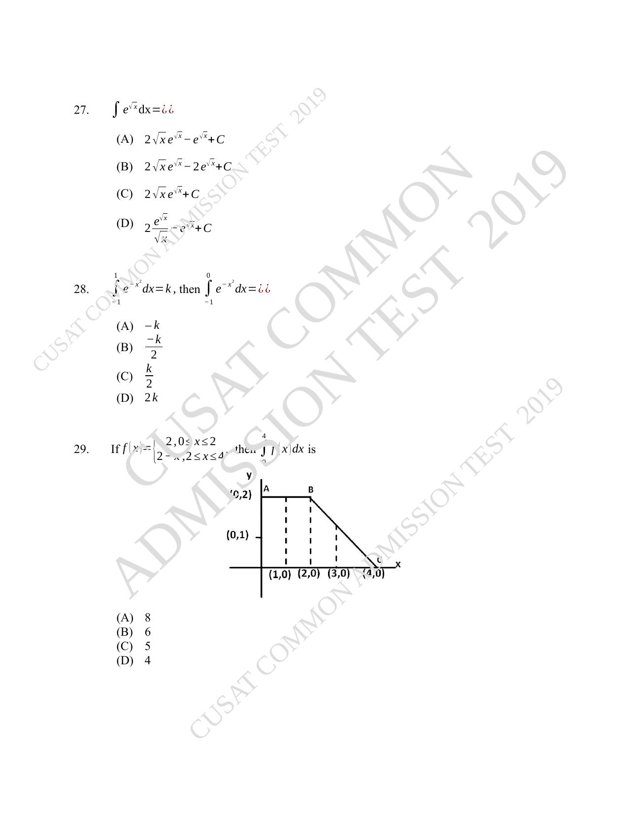 CUSAT CAT 2019 Blet Question Paper With Answer Key - Page 11