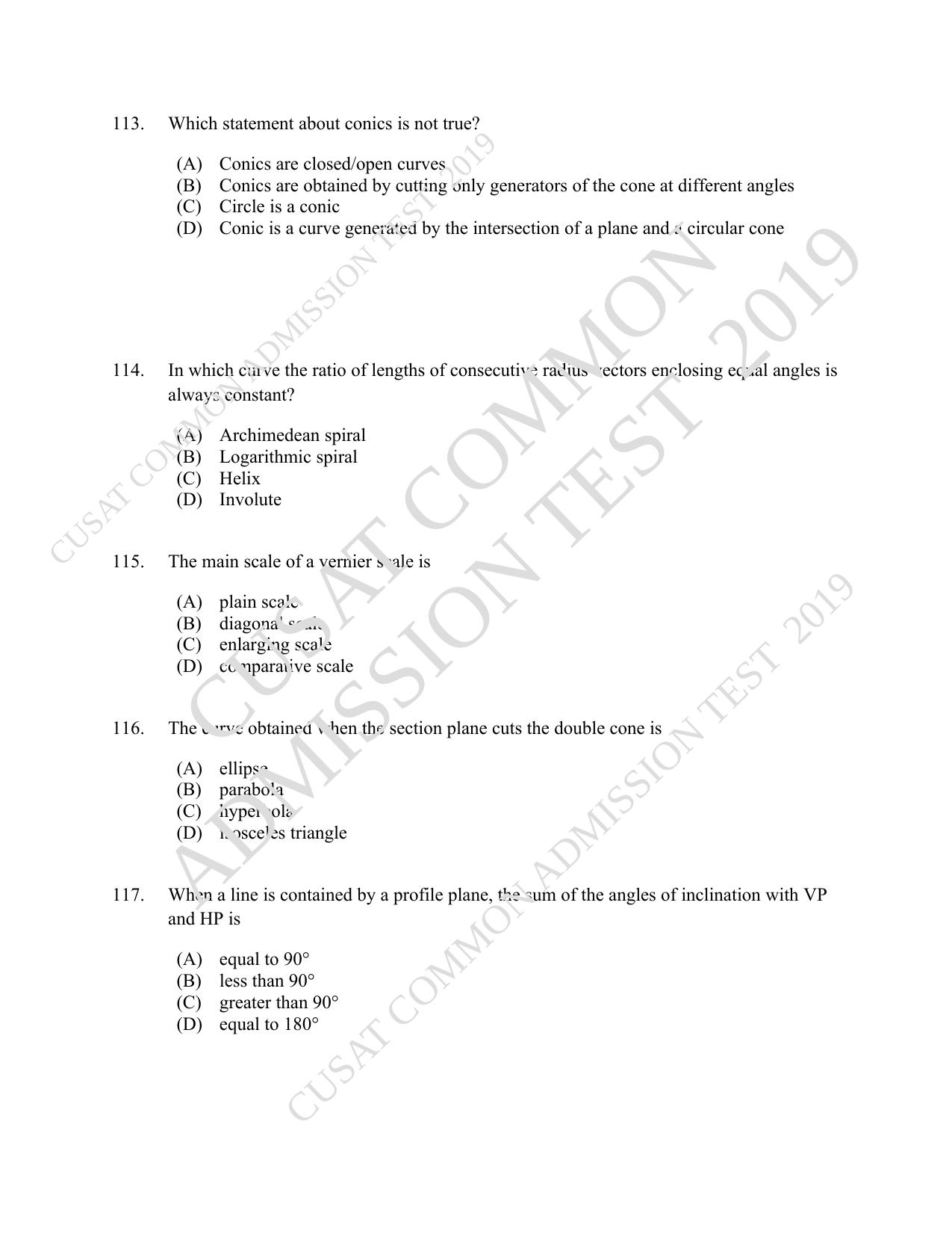 CUSAT CAT 2019 Blet Question Paper With Answer Key - Page 37