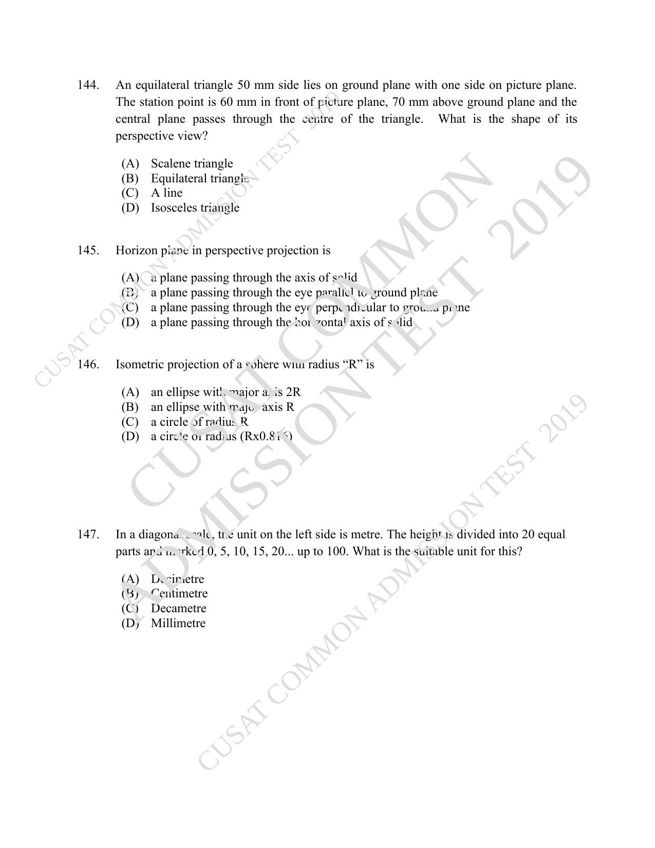 CUSAT CAT 2019 Blet Question Paper With Answer Key - Page 43