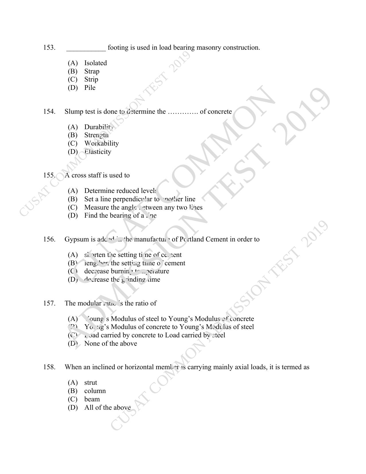 CUSAT CAT 2019 Blet Question Paper With Answer Key - Page 45