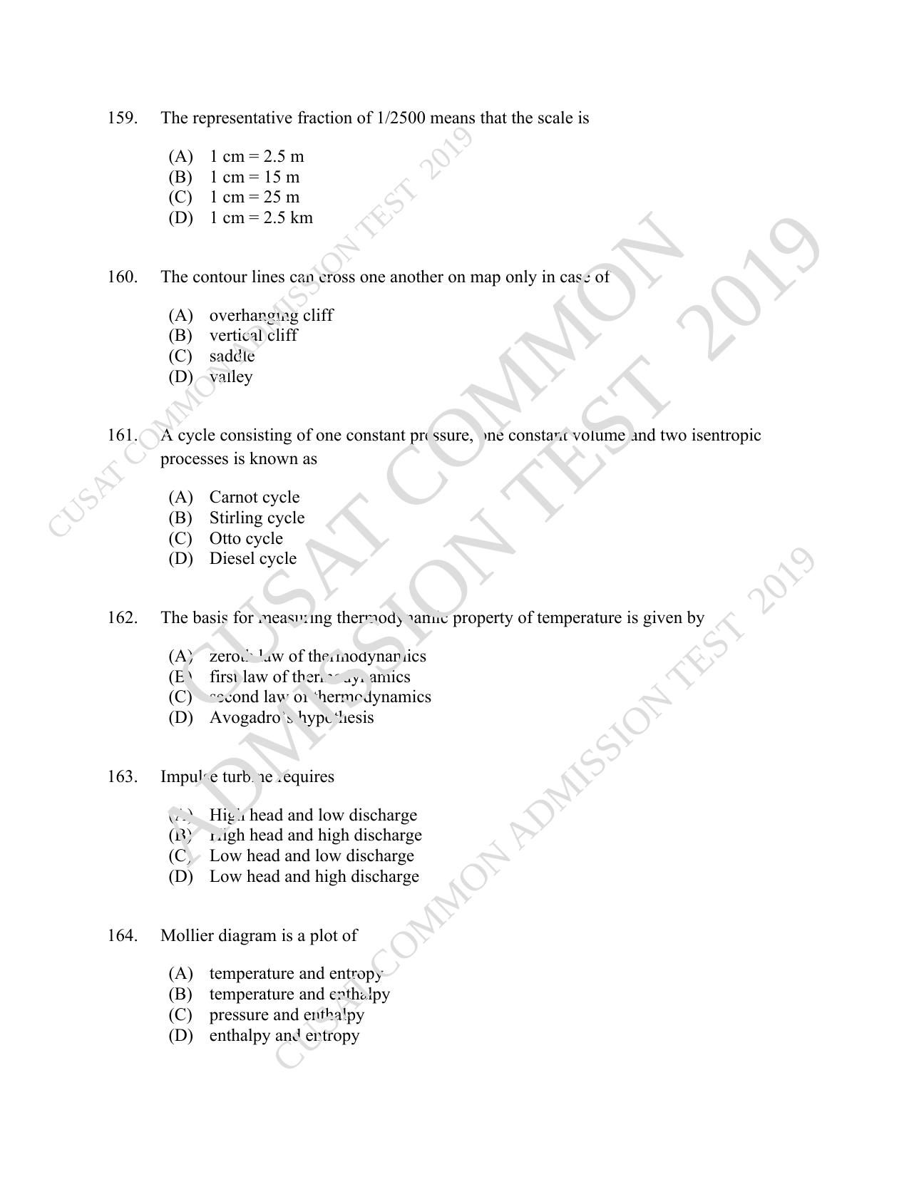 CUSAT CAT 2019 Blet Question Paper With Answer Key - Page 46